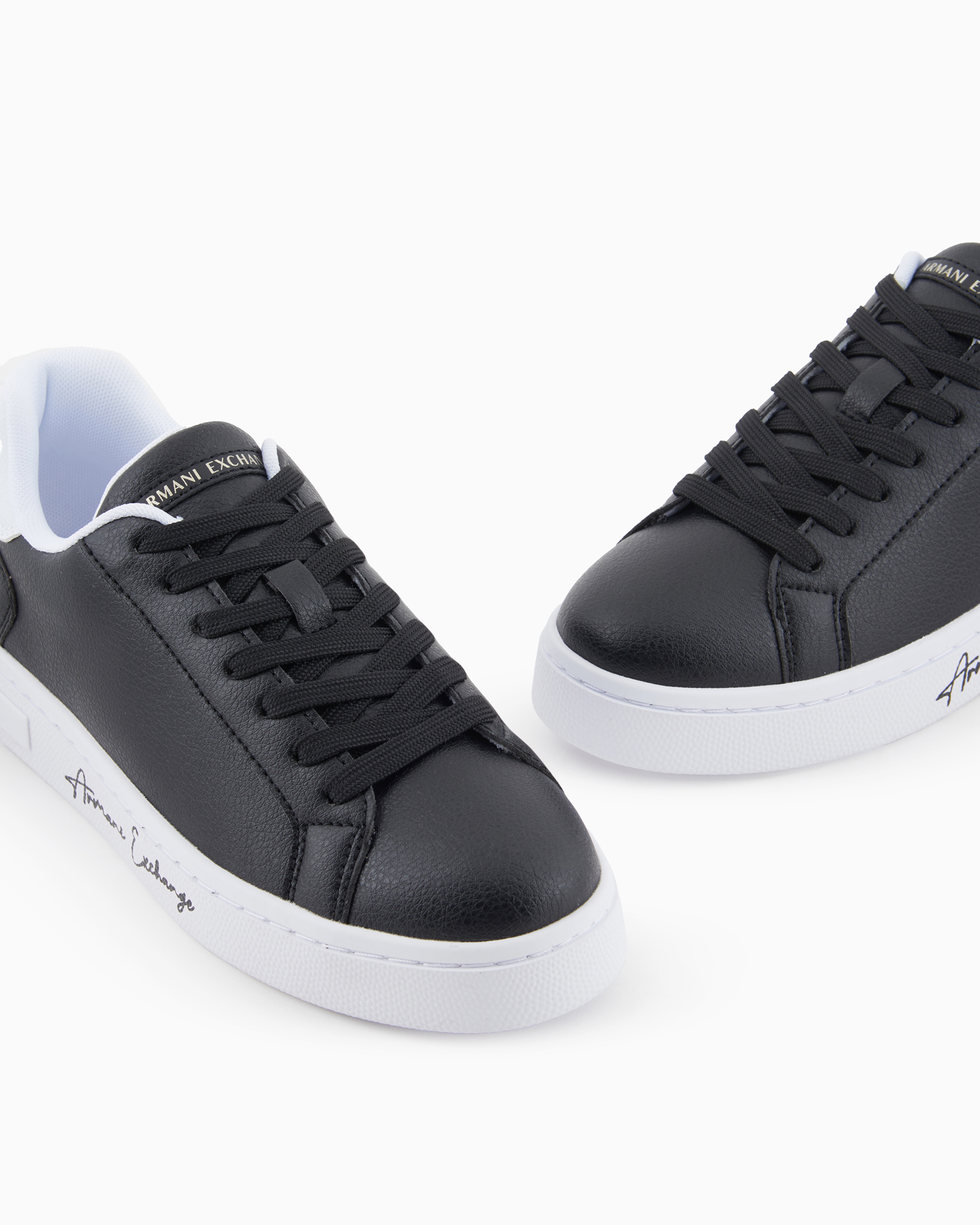 Shop Armani Exchange Sneakers With Signature Logo On The Sole In Black