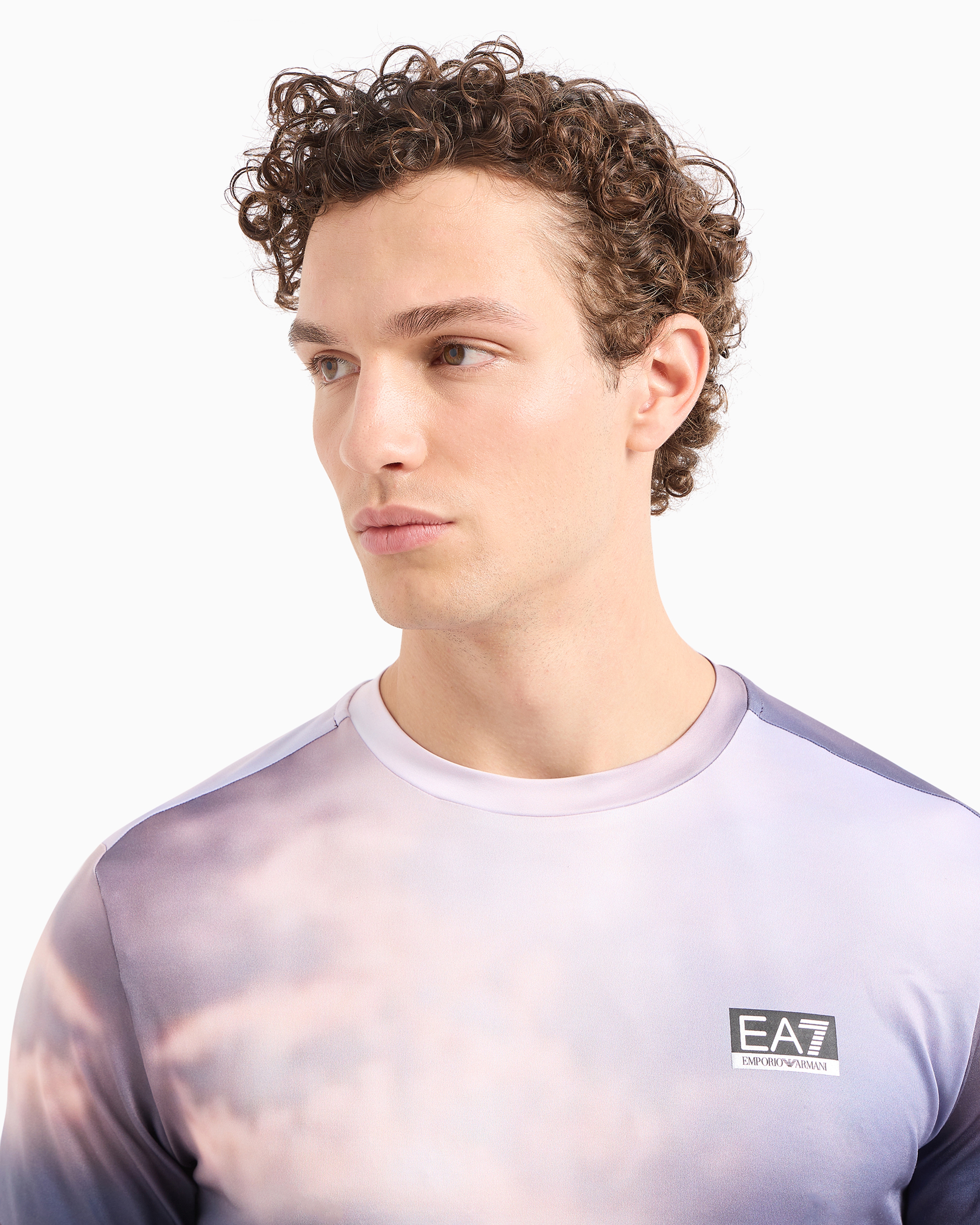 Ea7 Dynamic Athlete Crew-neck T-shirt In Ventus7 Technical Fabric In Patterned