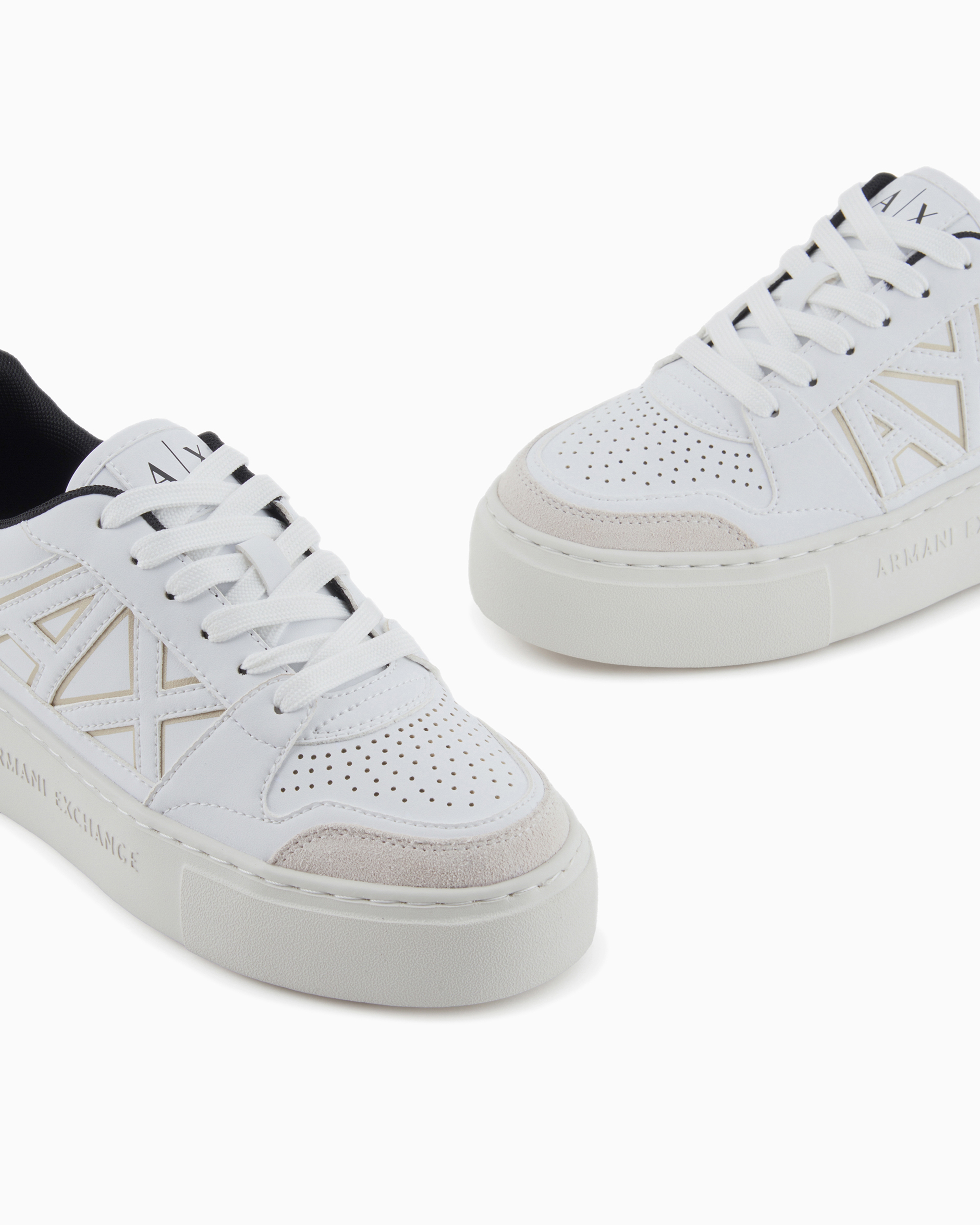 Shop Armani Exchange Sneakers With Logo In Gold