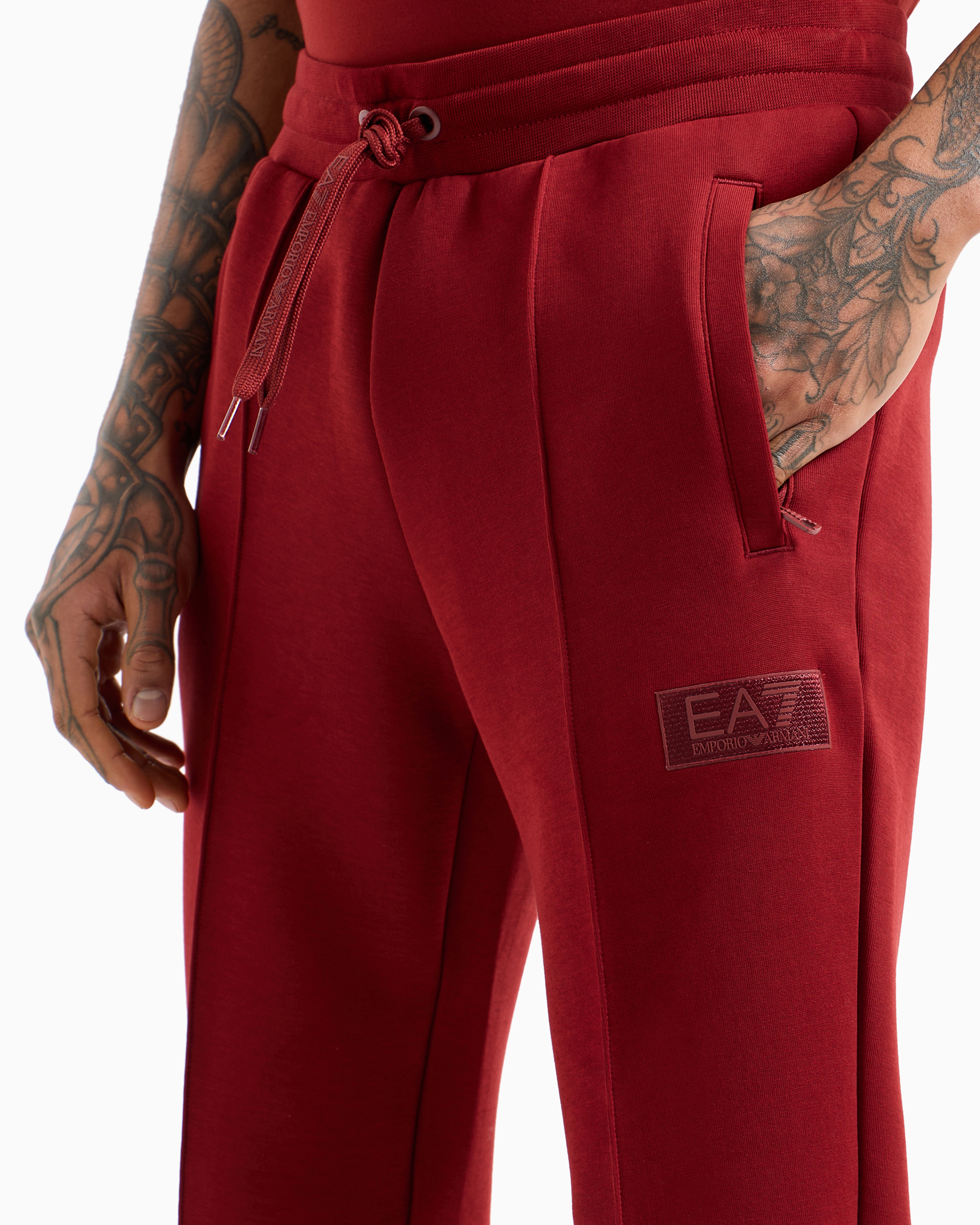 Shop Ea7 Tennis Club Cotton-blend Joggers In Burgundy