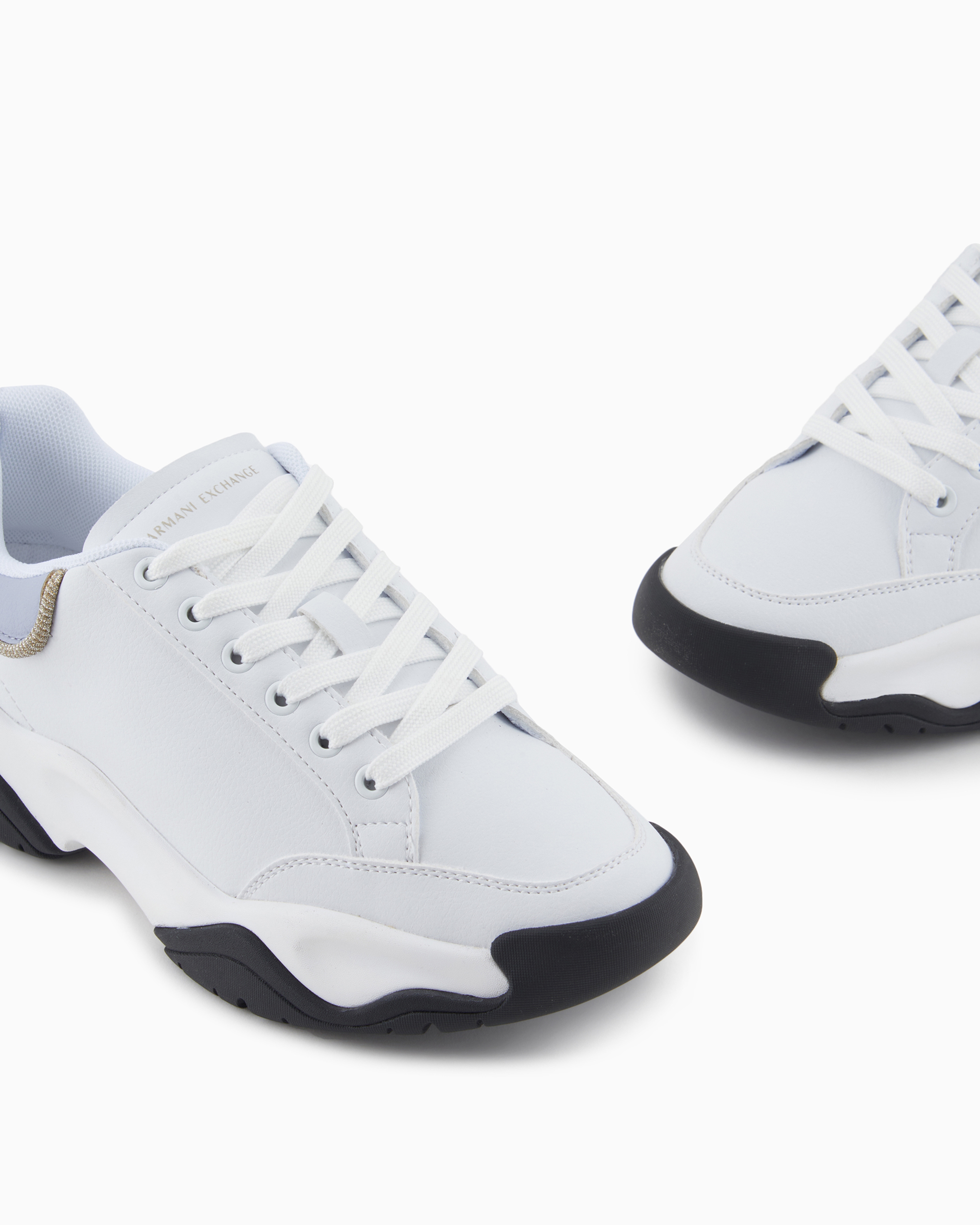 Shop Armani Exchange Chunky Sneakers With Contrasting Details In Patterned