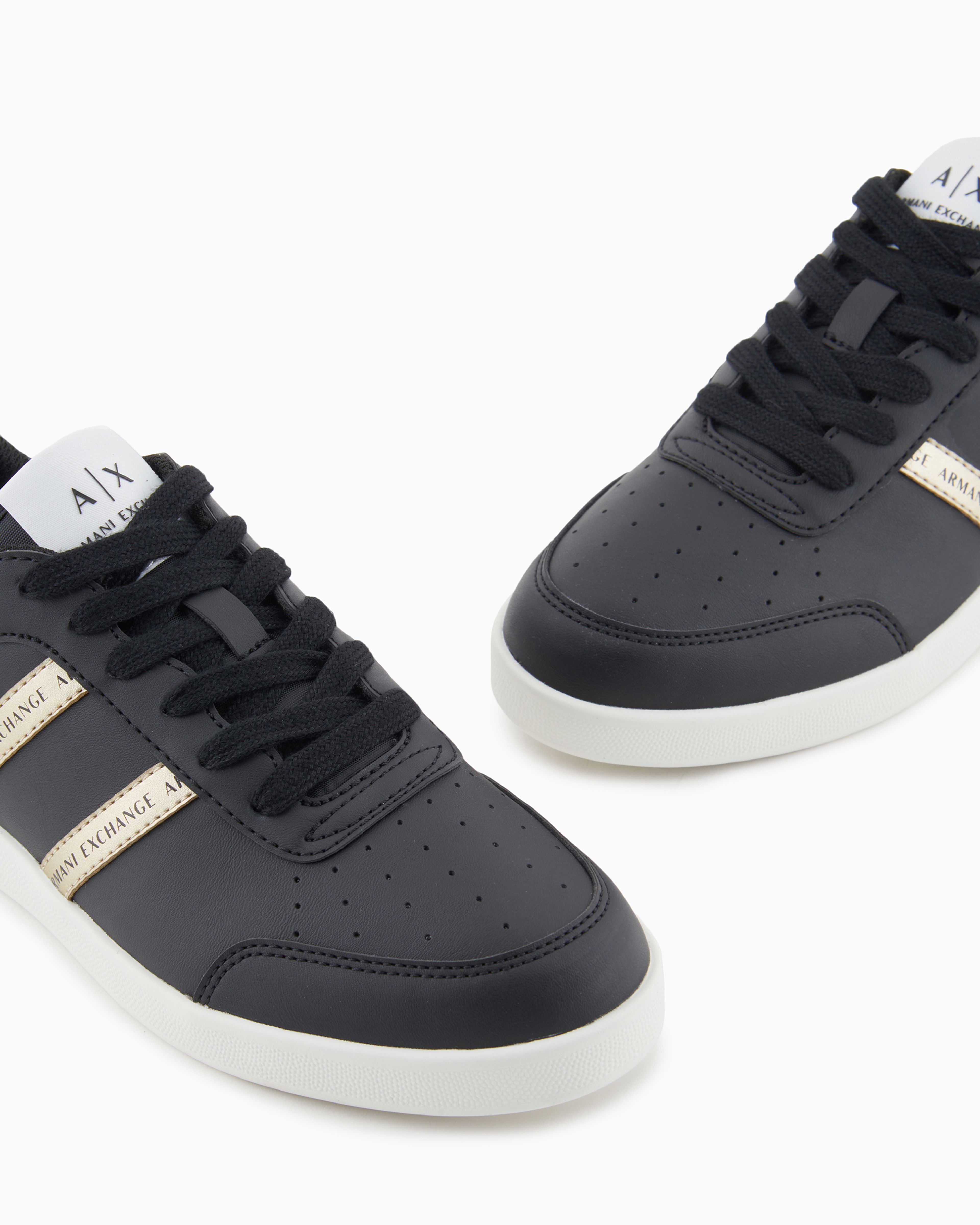 Shop Armani Exchange Sneakers With Contrasting Side Bands In Black Logo