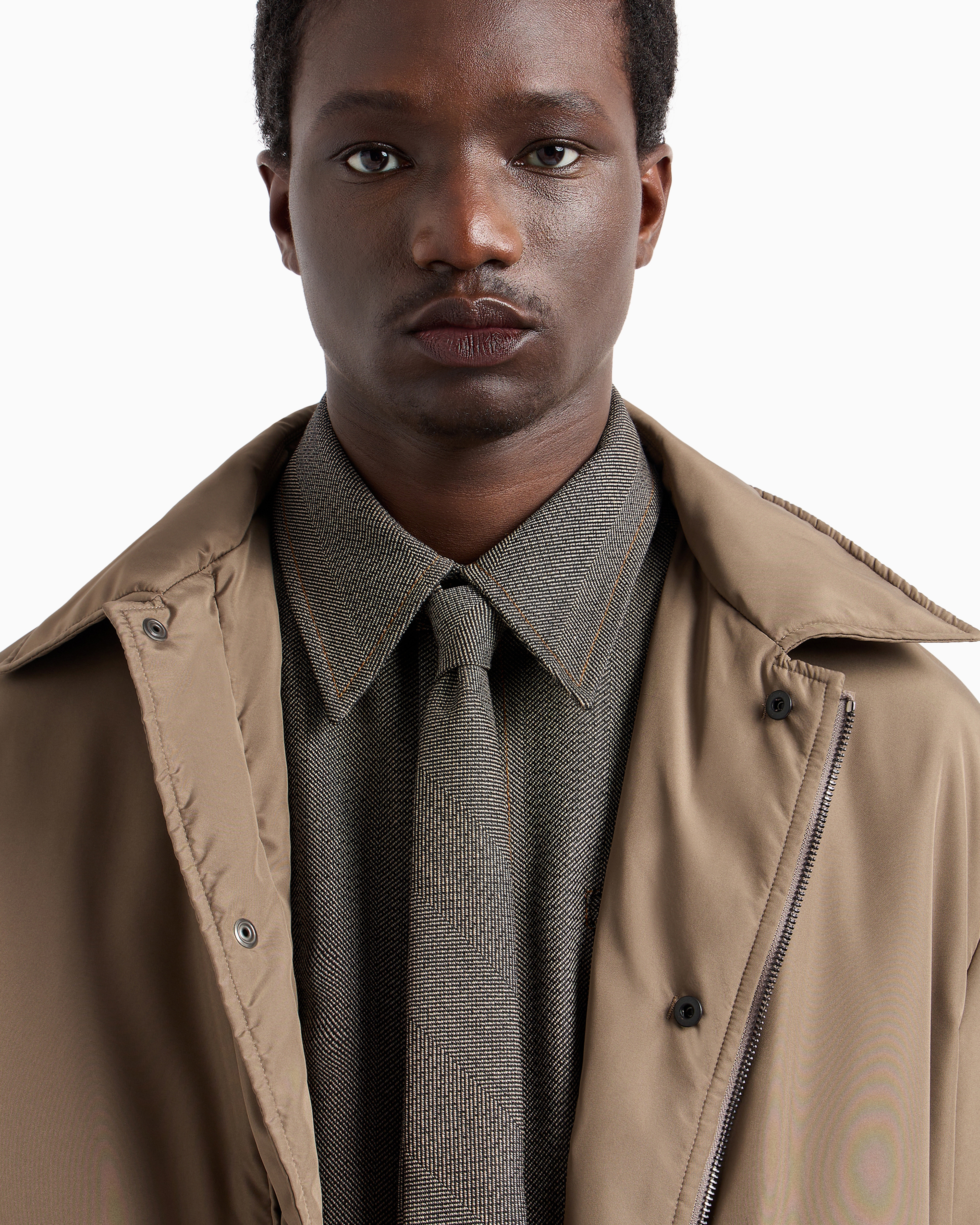 Shop Emporio Armani Water-repellent Nylon Jacket With Side Slits In Beige