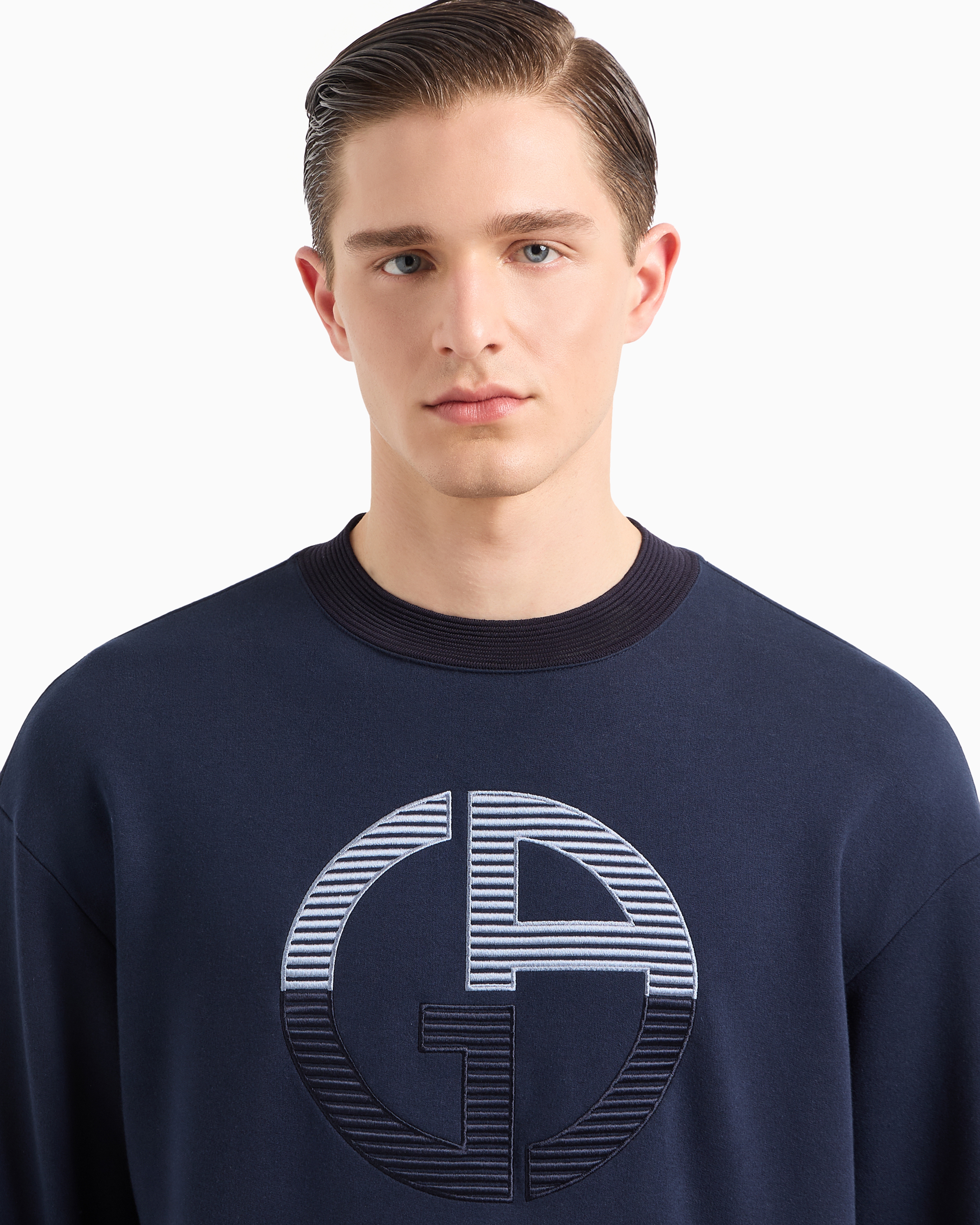 Giorgio Armani Official Store Sweatshirts Without Hood In Midnight Blue