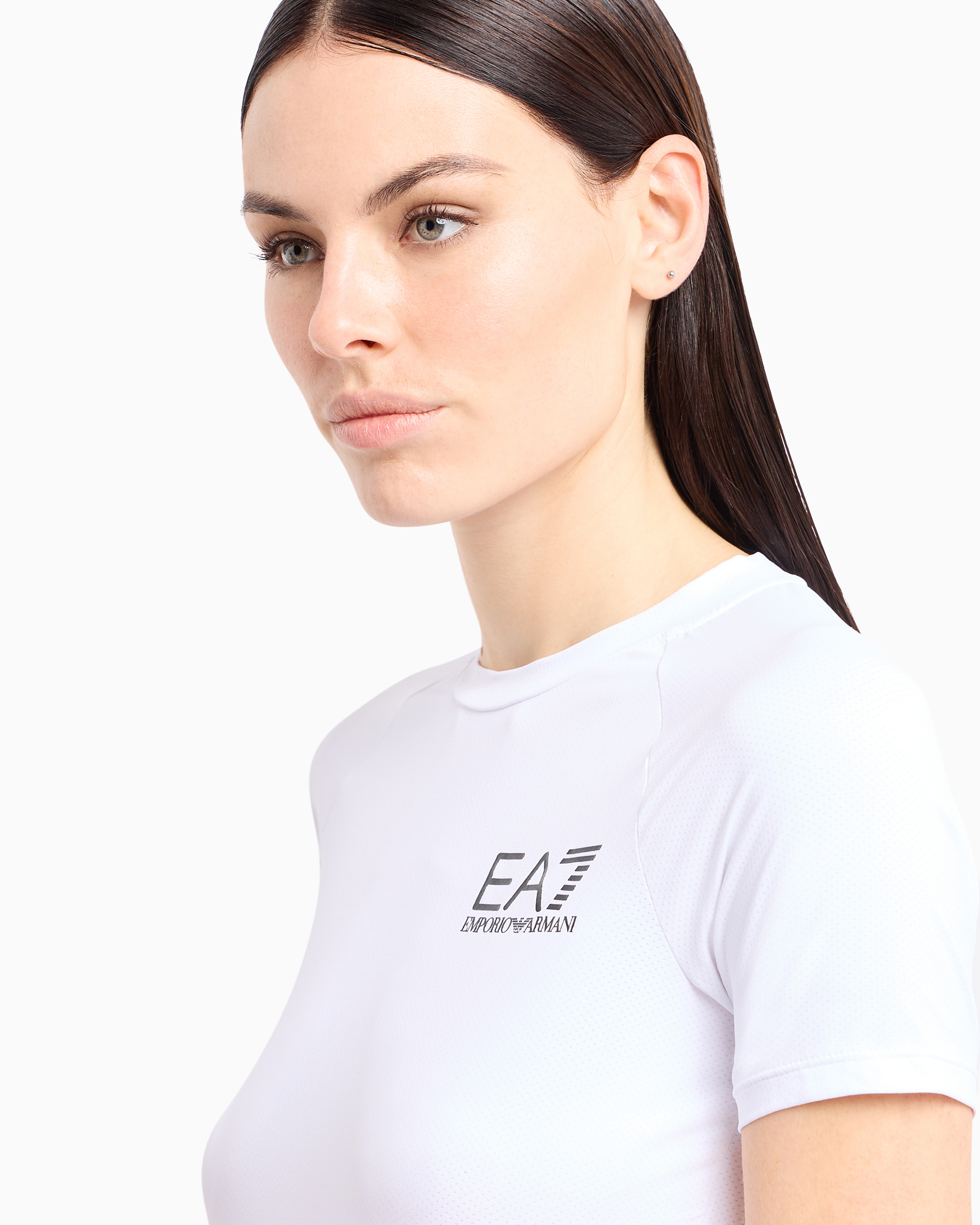 Shop Ea7 Dynamic Athlete Short-sleeved T-shirt In Ventus7 Technical Fabric In White