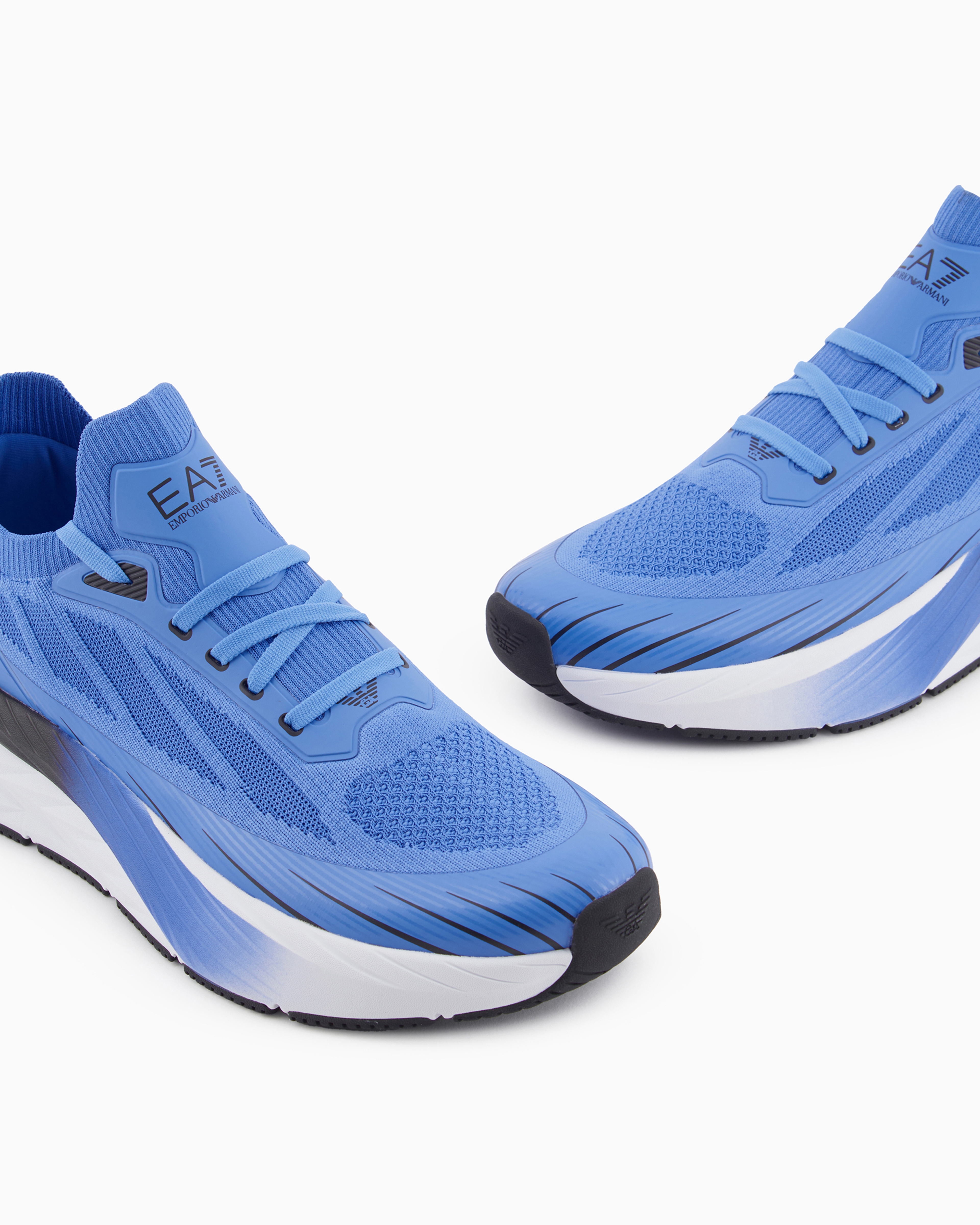 Ea7 Official Store Crusher Distance Sonic Knit Sneakers In Electric Blue