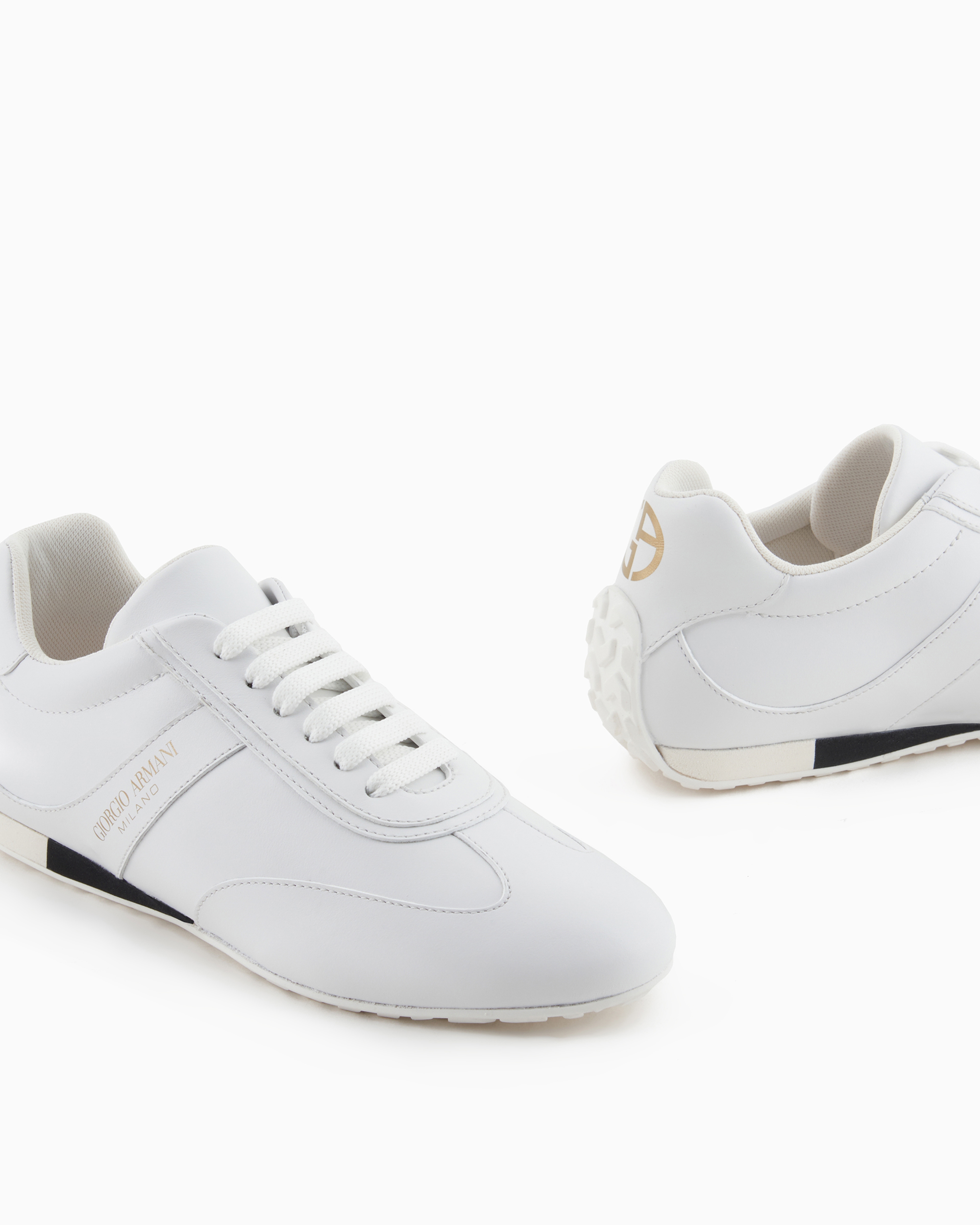 Shop Giorgio Armani Nappa-leather Sneakers In White