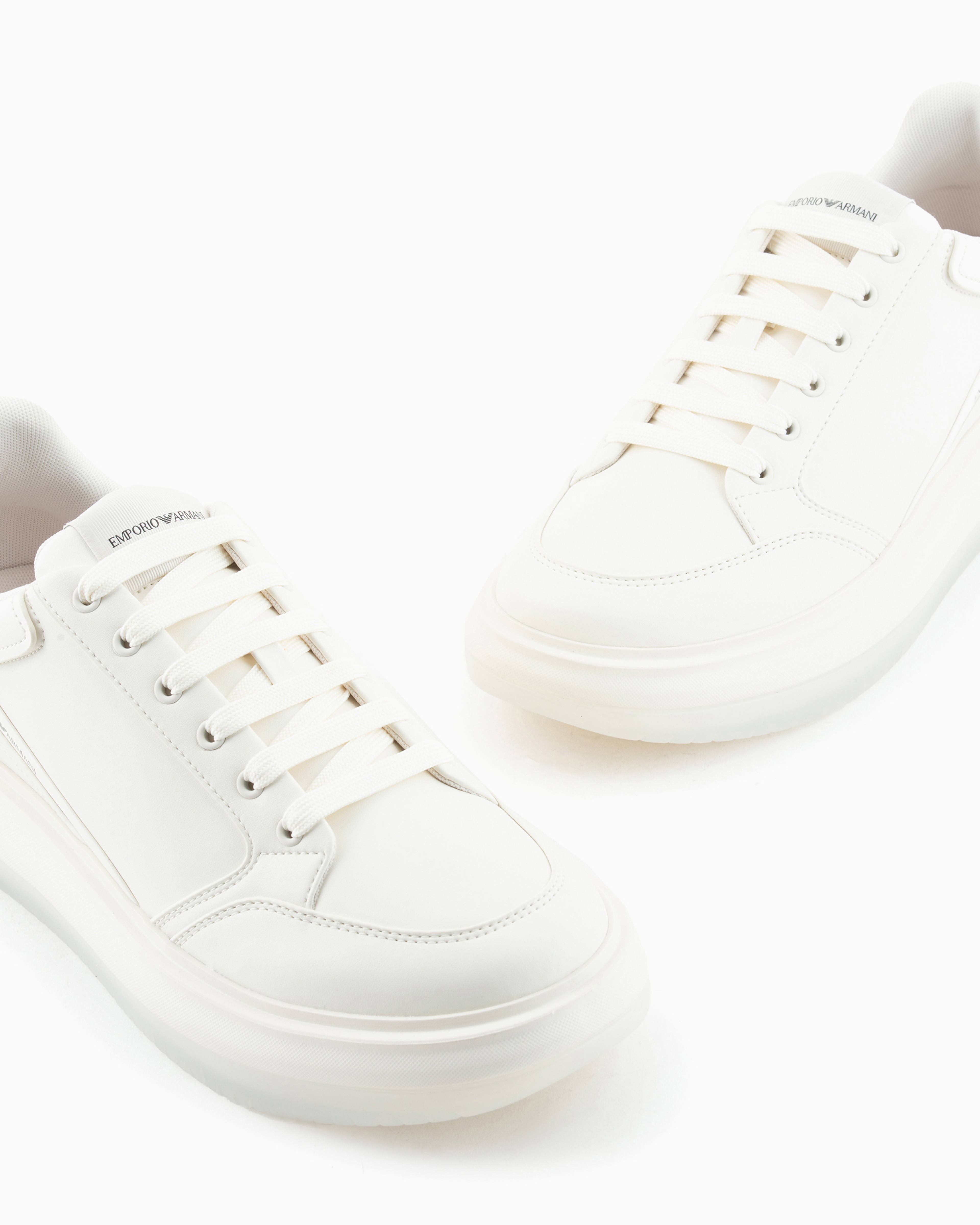 EMPORIO ARMANI LEATHER SNEAKERS WITH SIDE LOGO 