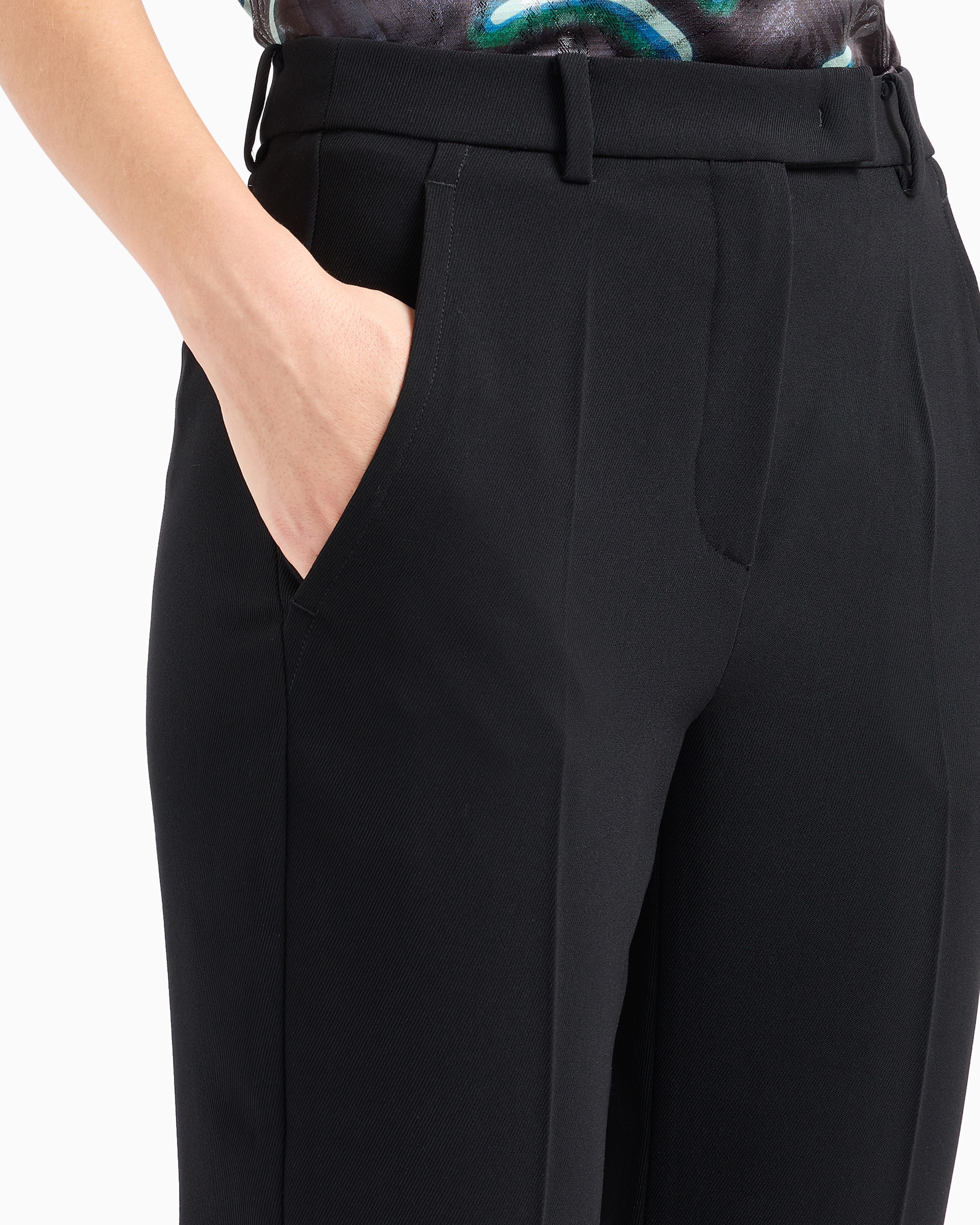 Shop Emporio Armani Technical Gabardine Trousers In Black