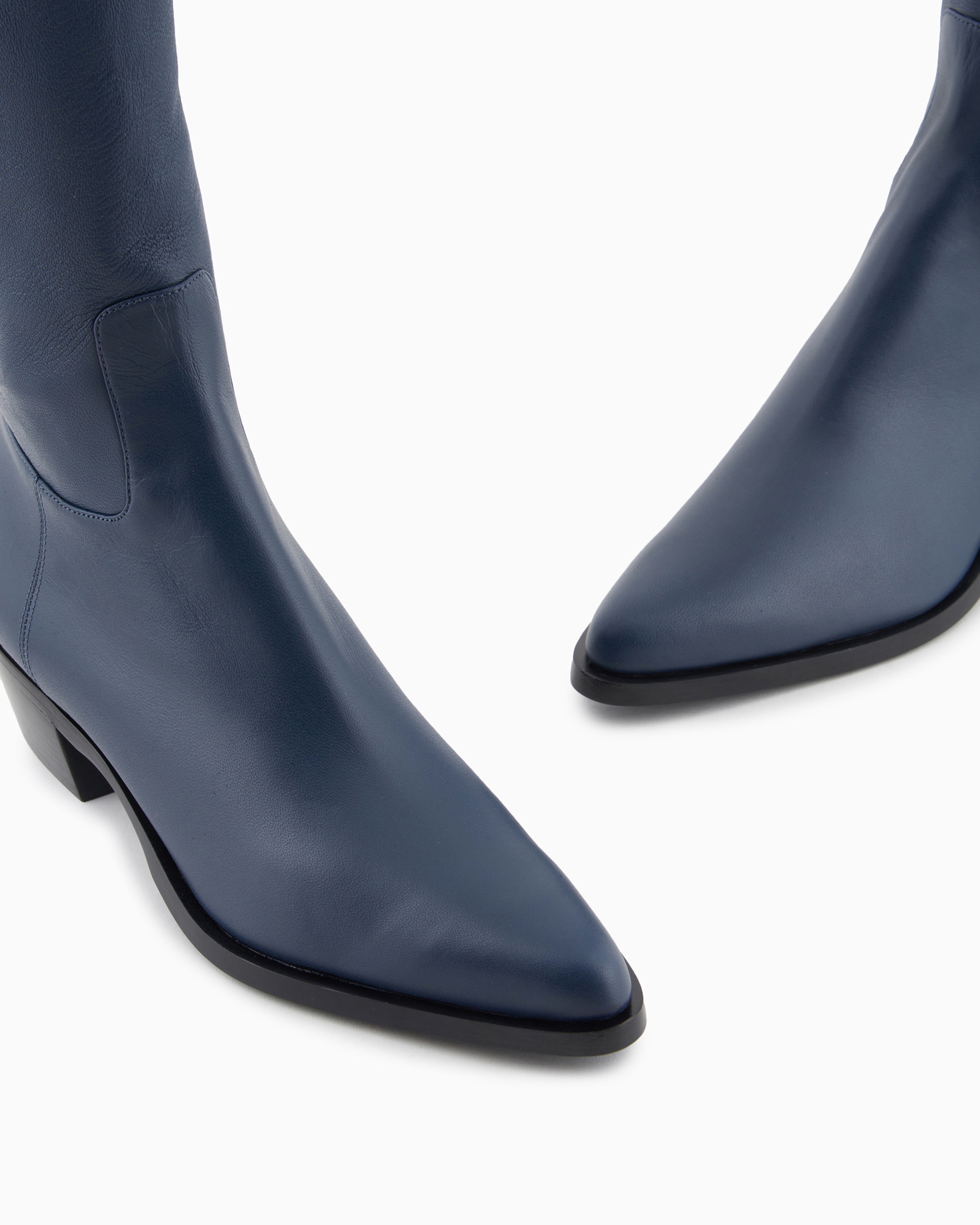 Shop Giorgio Armani Stretch Nappa-leather Boots In Blue