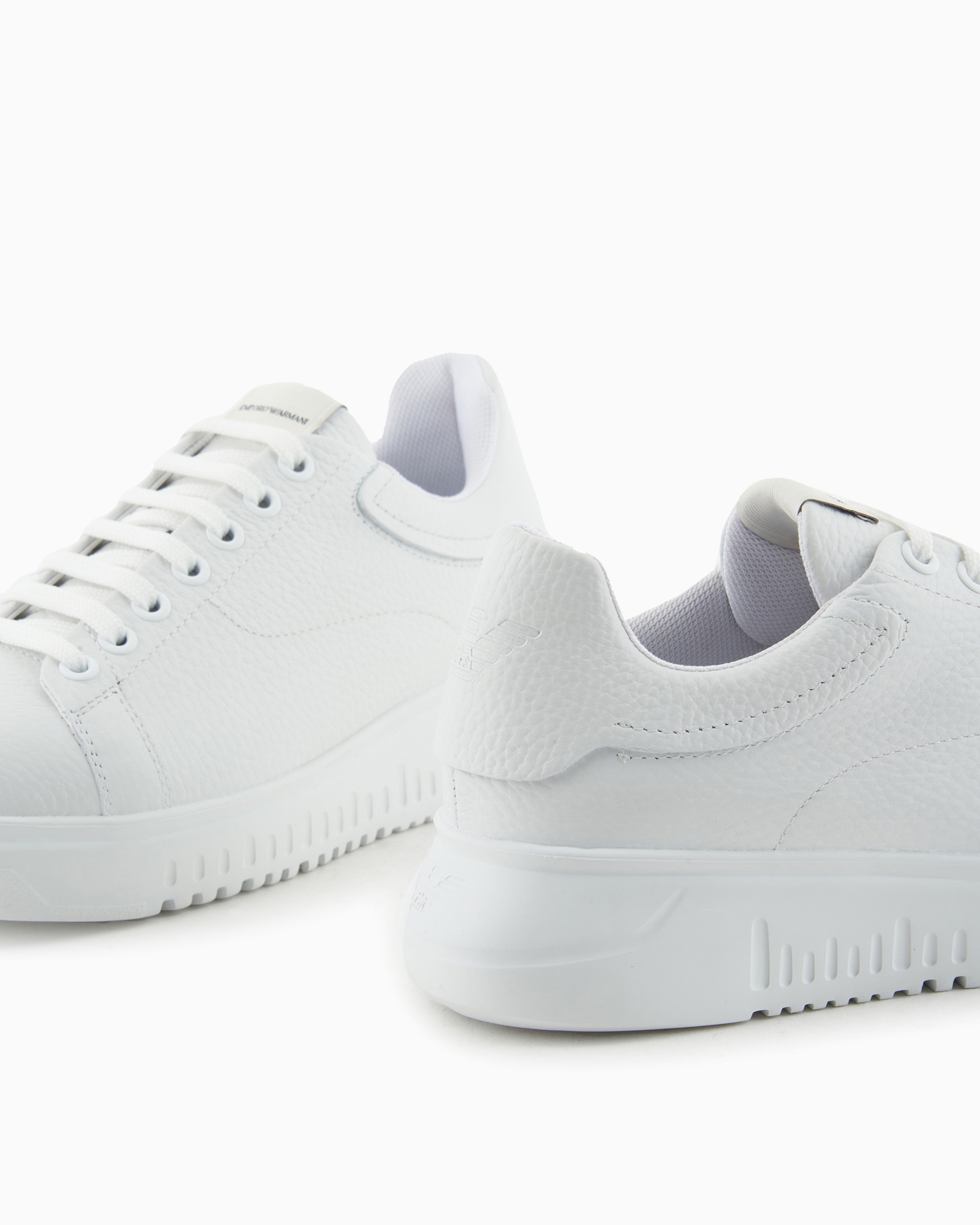 Emporio Armani Cruelty Free Leather Sneakers In White