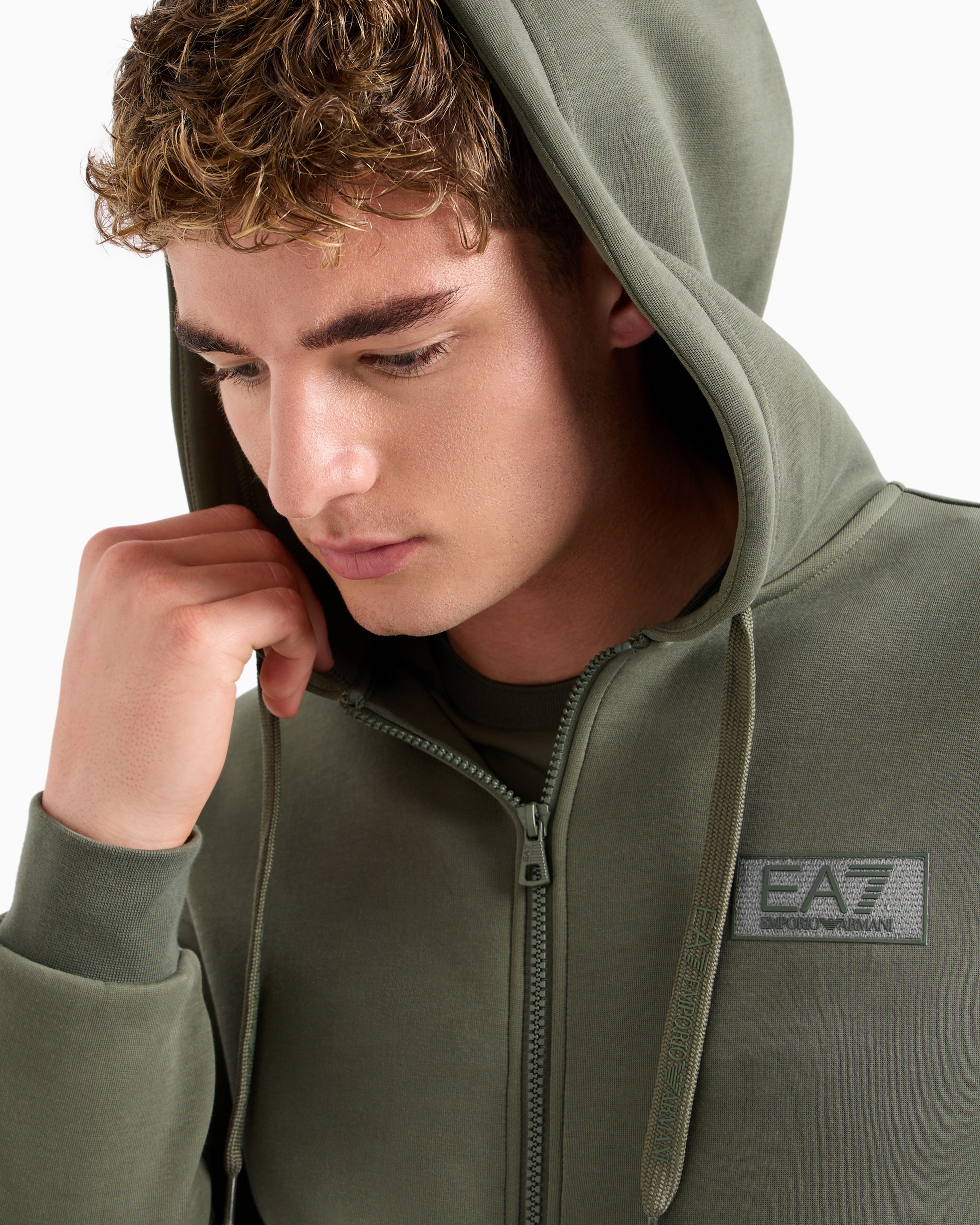 EA7 TENNIS CLUB COTTON-BLEND HOODED SWEATSHIRT 