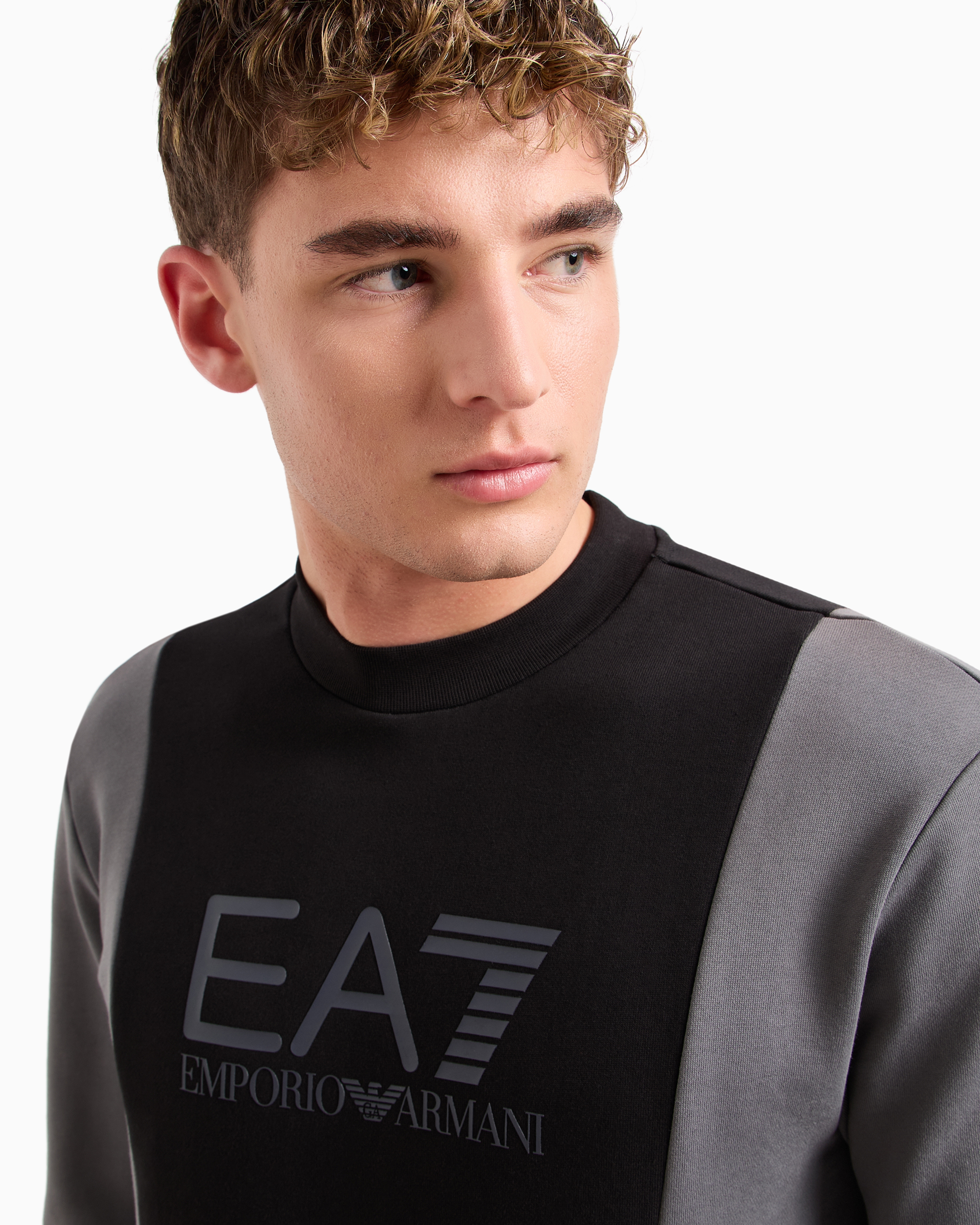 Armani Hombre Sudadera EA7 Athletic Color Block Cuello Redondo