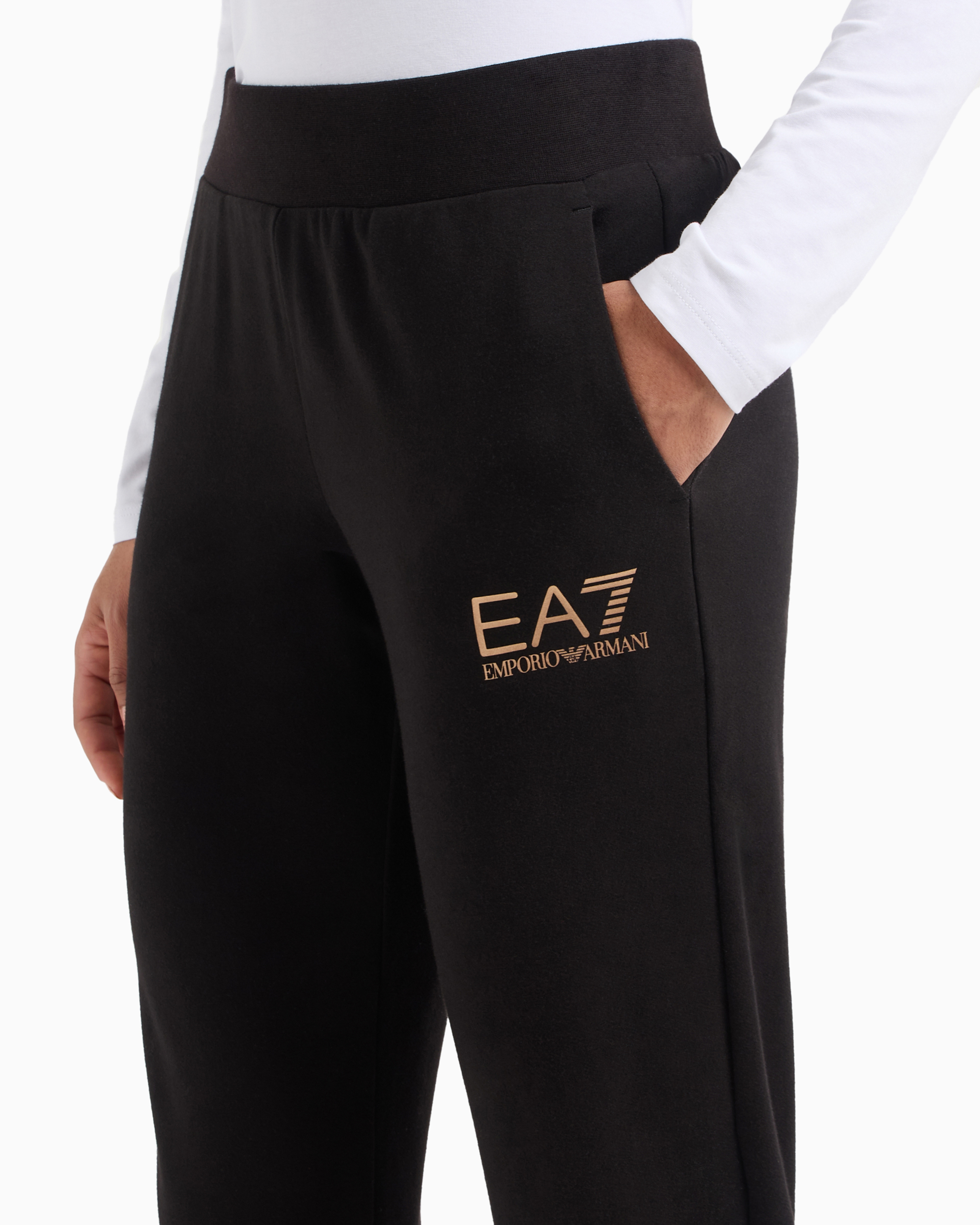 Ea7 Official Store Core Lady Stretch-cotton Joggers In Black