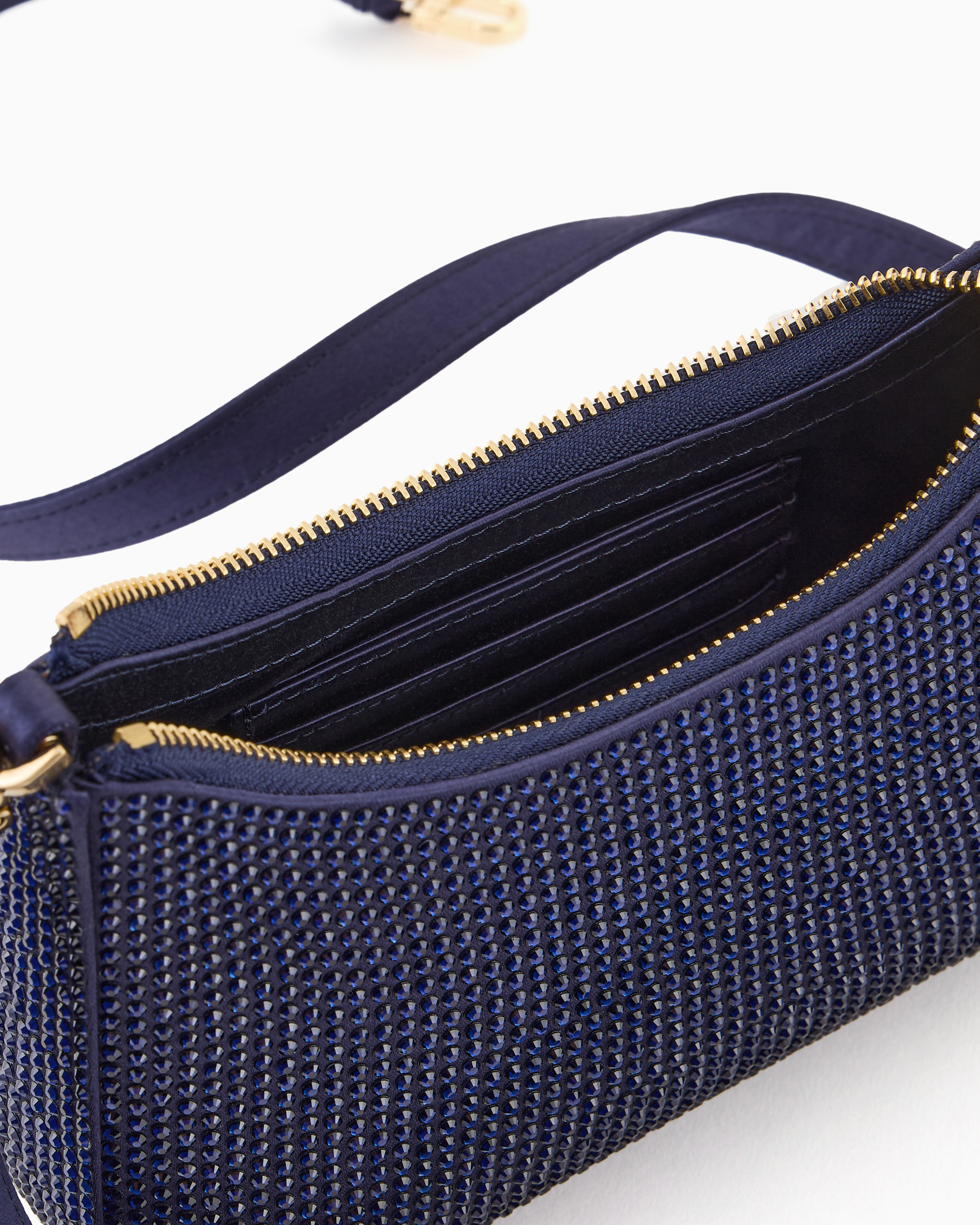 Giorgio Armani Satin And Rhinestone La Prima Mini Handbag In Blue