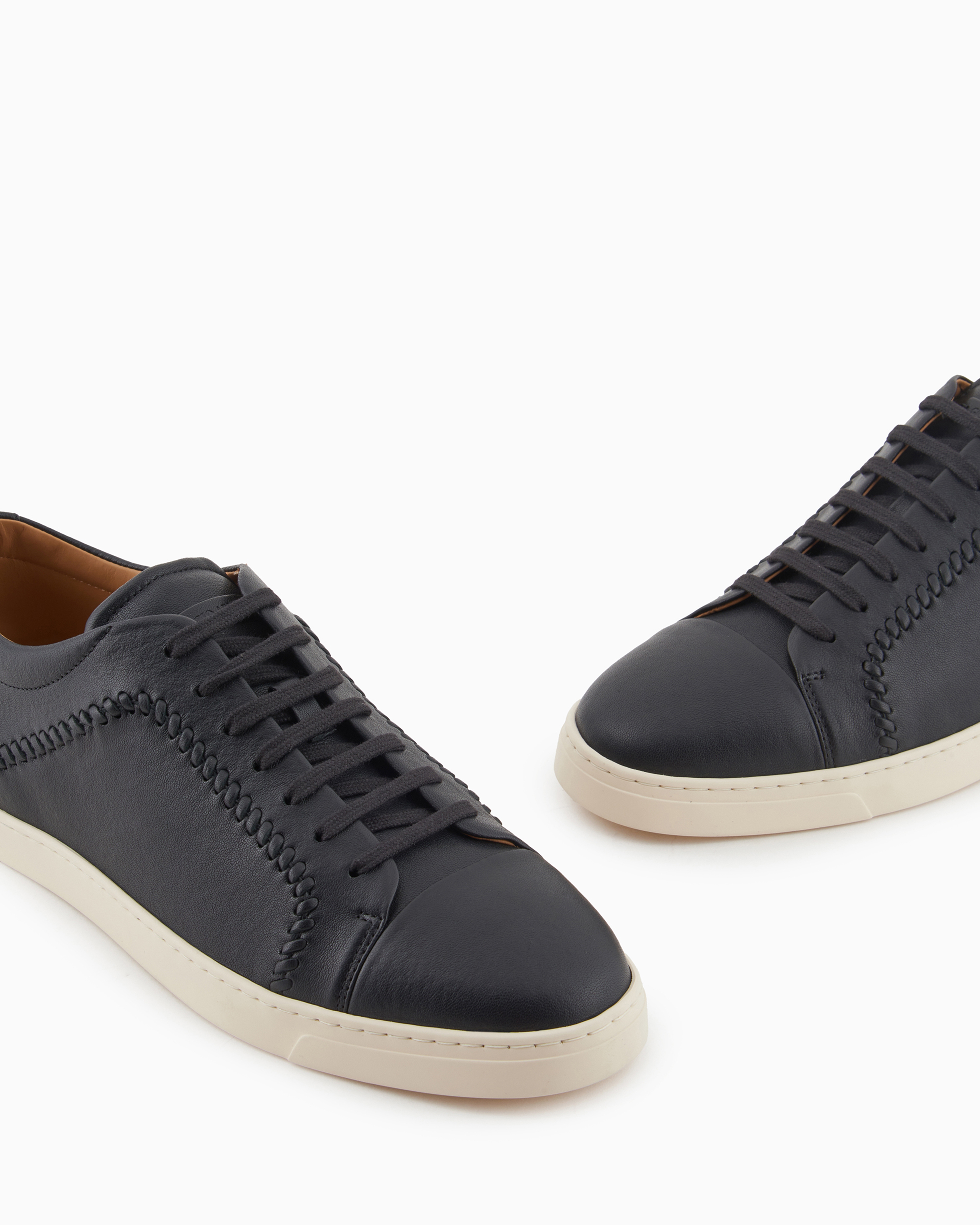 Giorgio Armani Official Store Nappa-leather Sneakers In Black