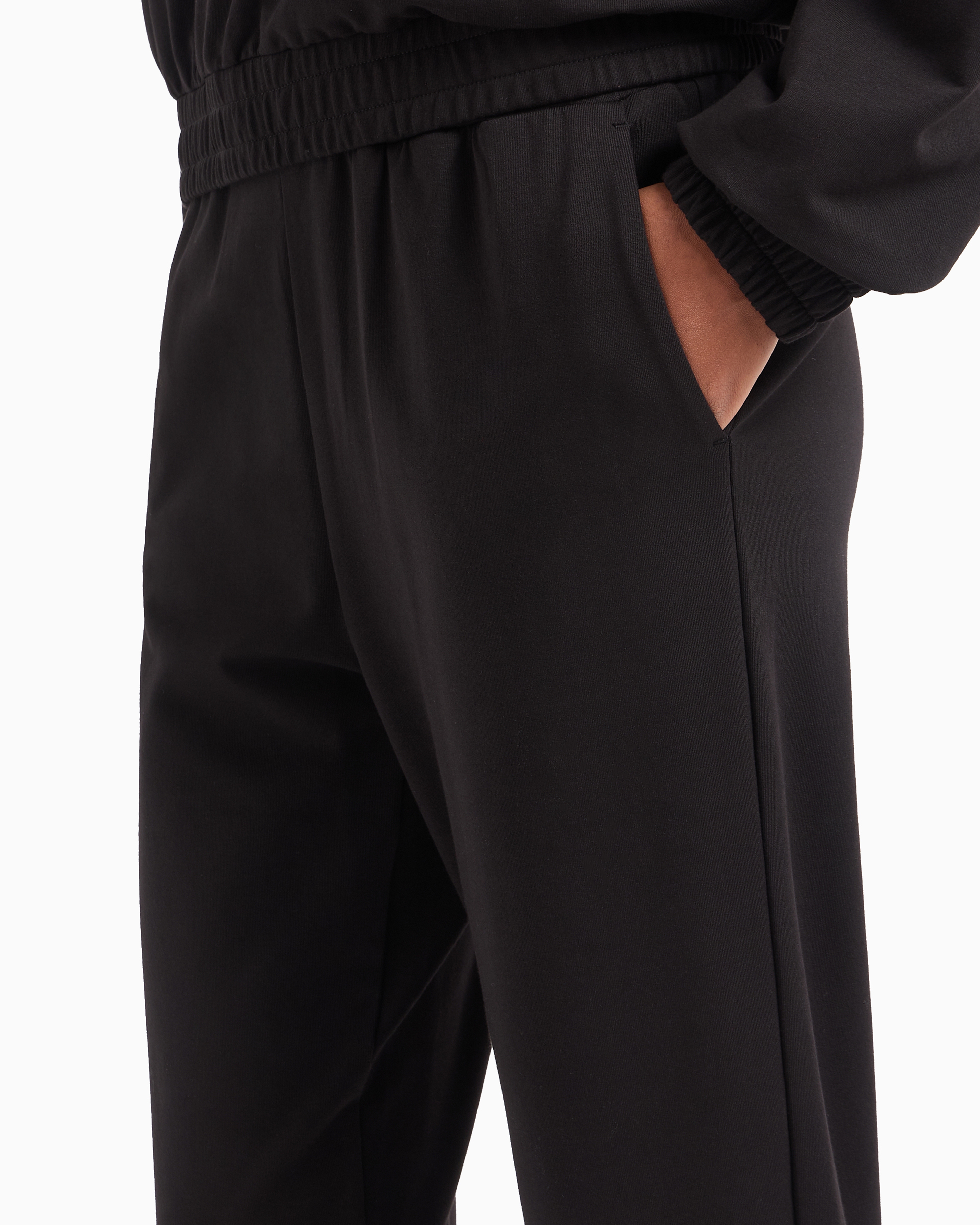 Shop Ea7 Asv Tracksuit In Stretch Organic Cotton And Modal, With Logo Studs In Black