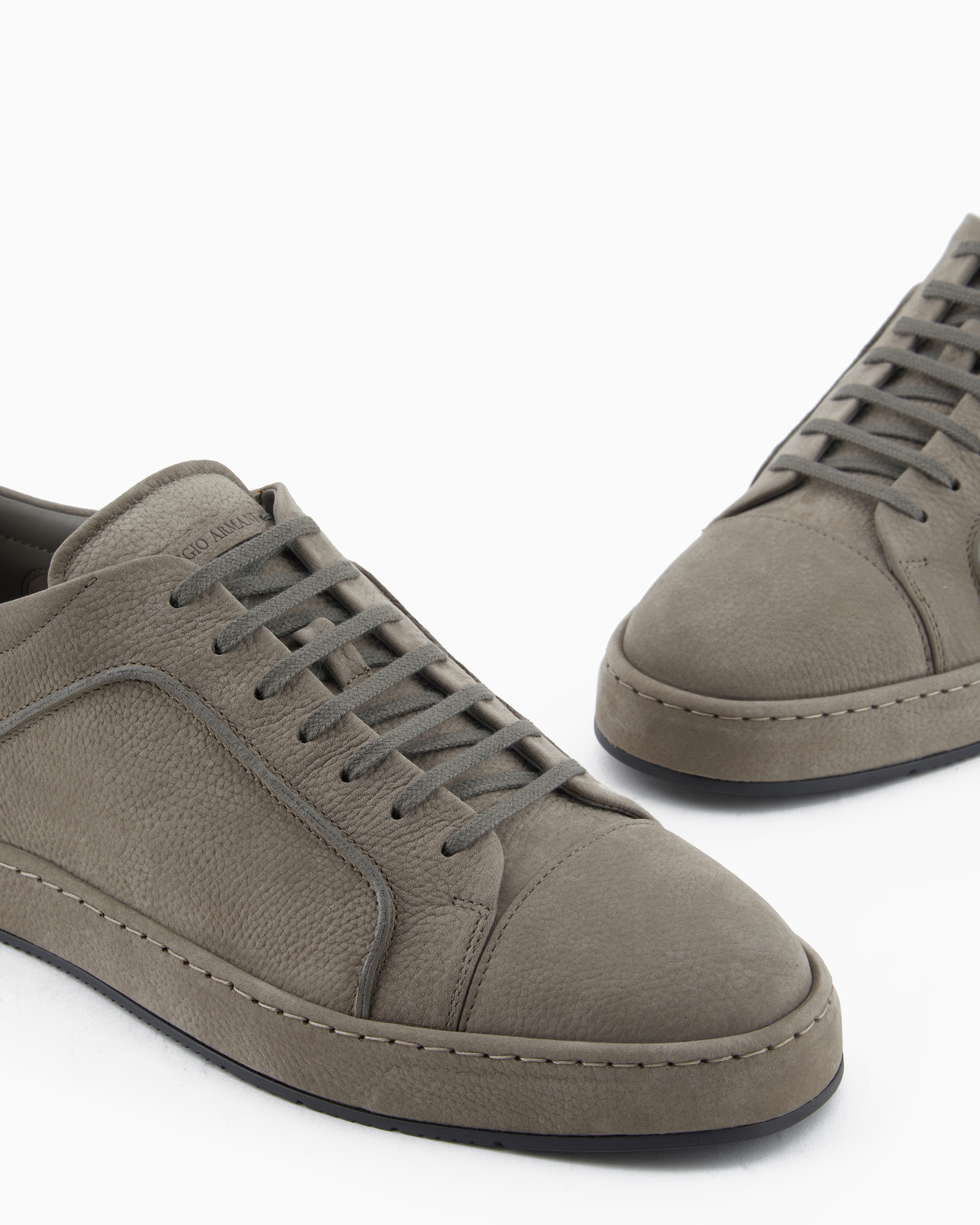 Giorgio Armani Official Store Nubuck Sneakers In Green