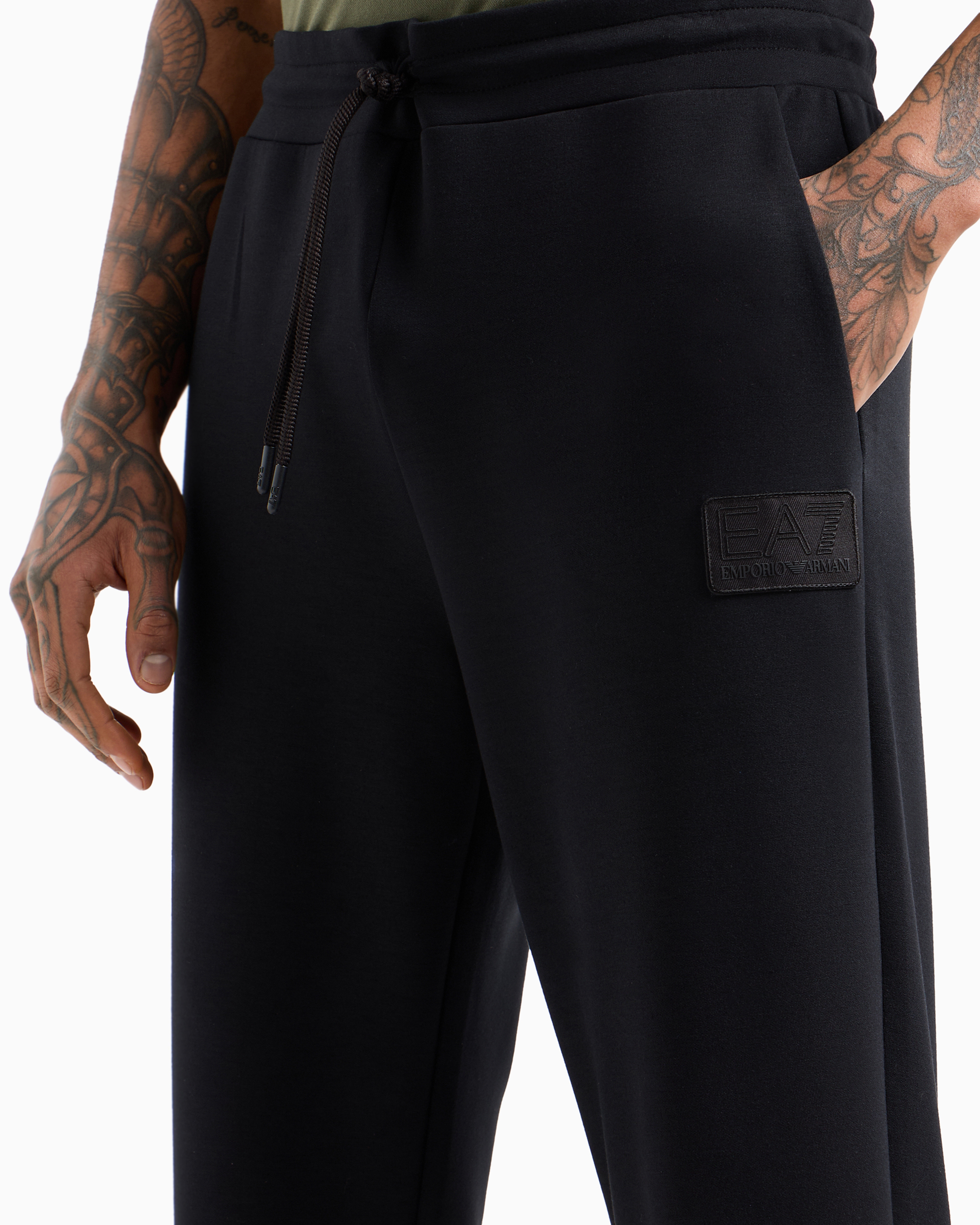 Shop Ea7 Lux Identity Modal-blend Trousers In Noir