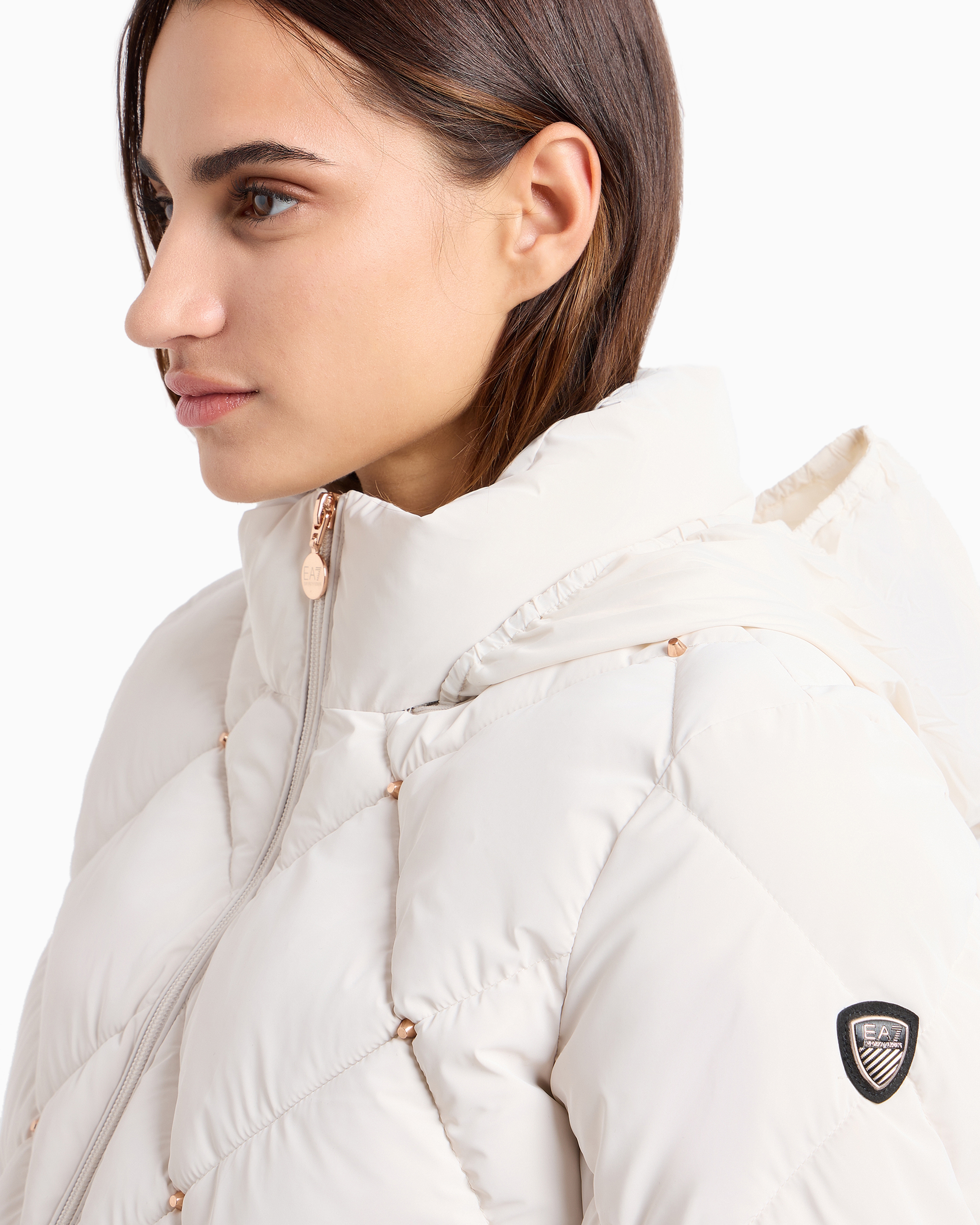 Shop Ea7 Quilted Nylon Single-breasted Padded Jacket In White