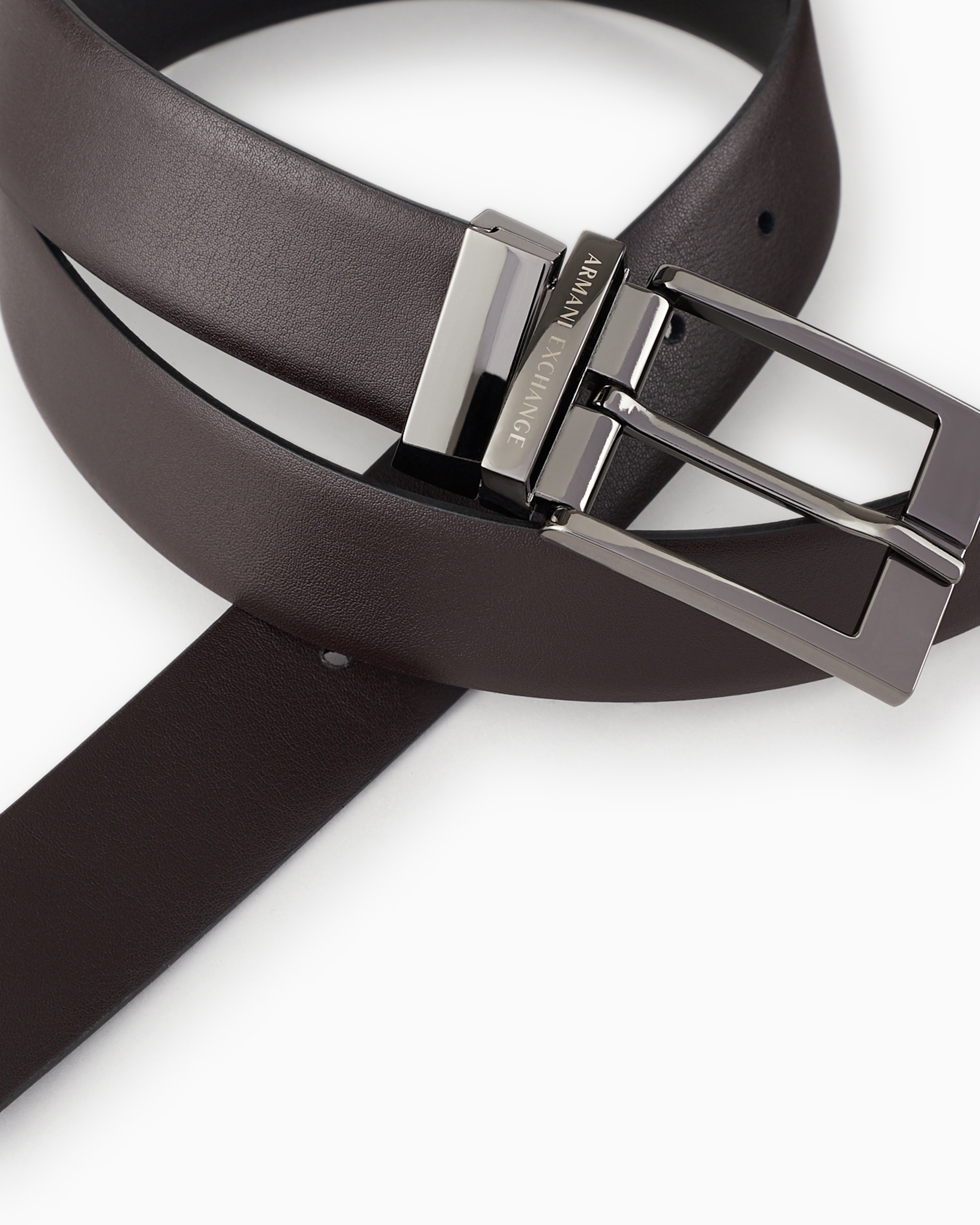 Shop Armani Exchange Genuine Leather Belt In Black