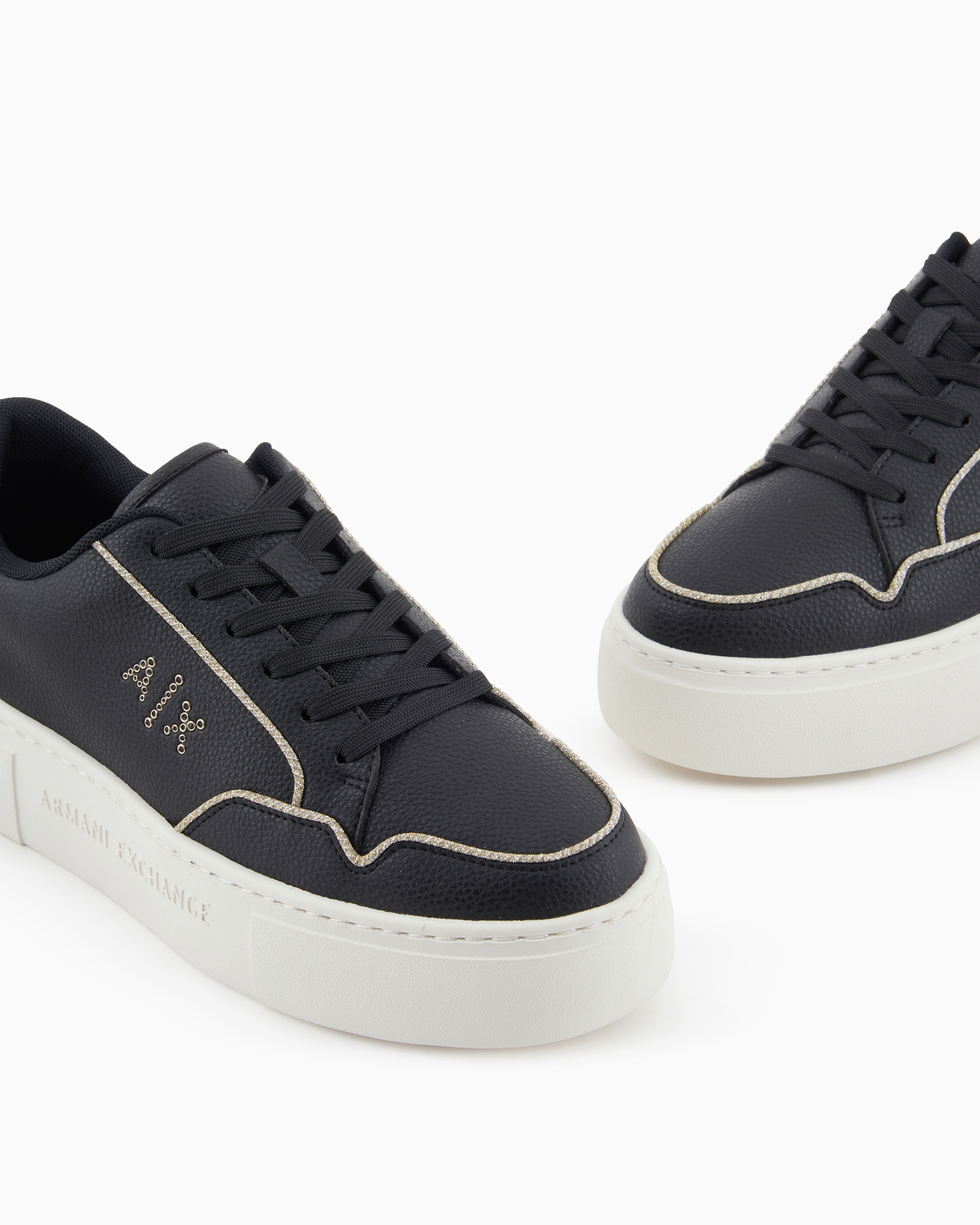 Shop Armani Exchange Sneakers With Rope Piping In Black