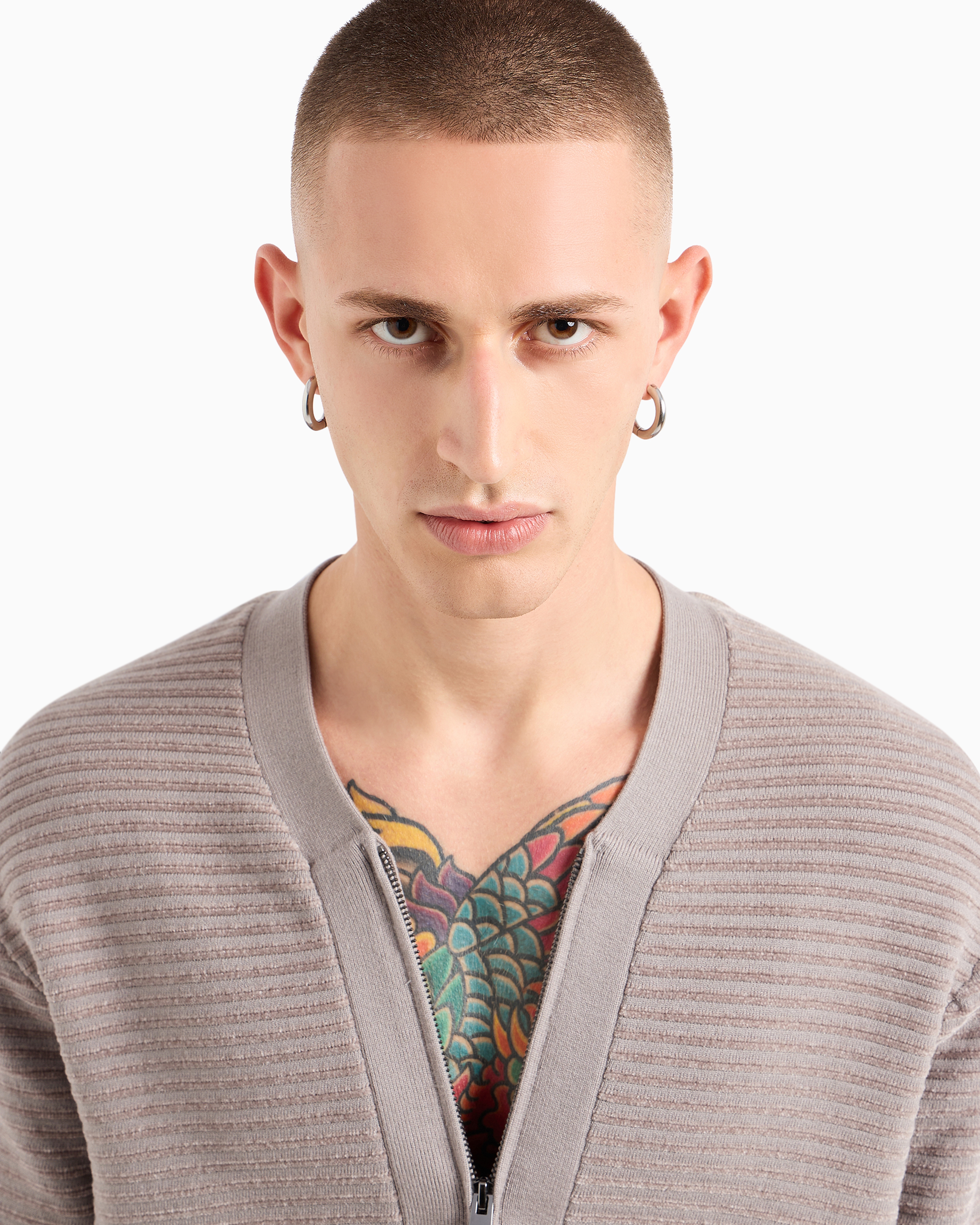 トップス emporio armani knit cardigan Polka-dot viscose-jacquard plain-knit cardigan | Emporio Armani