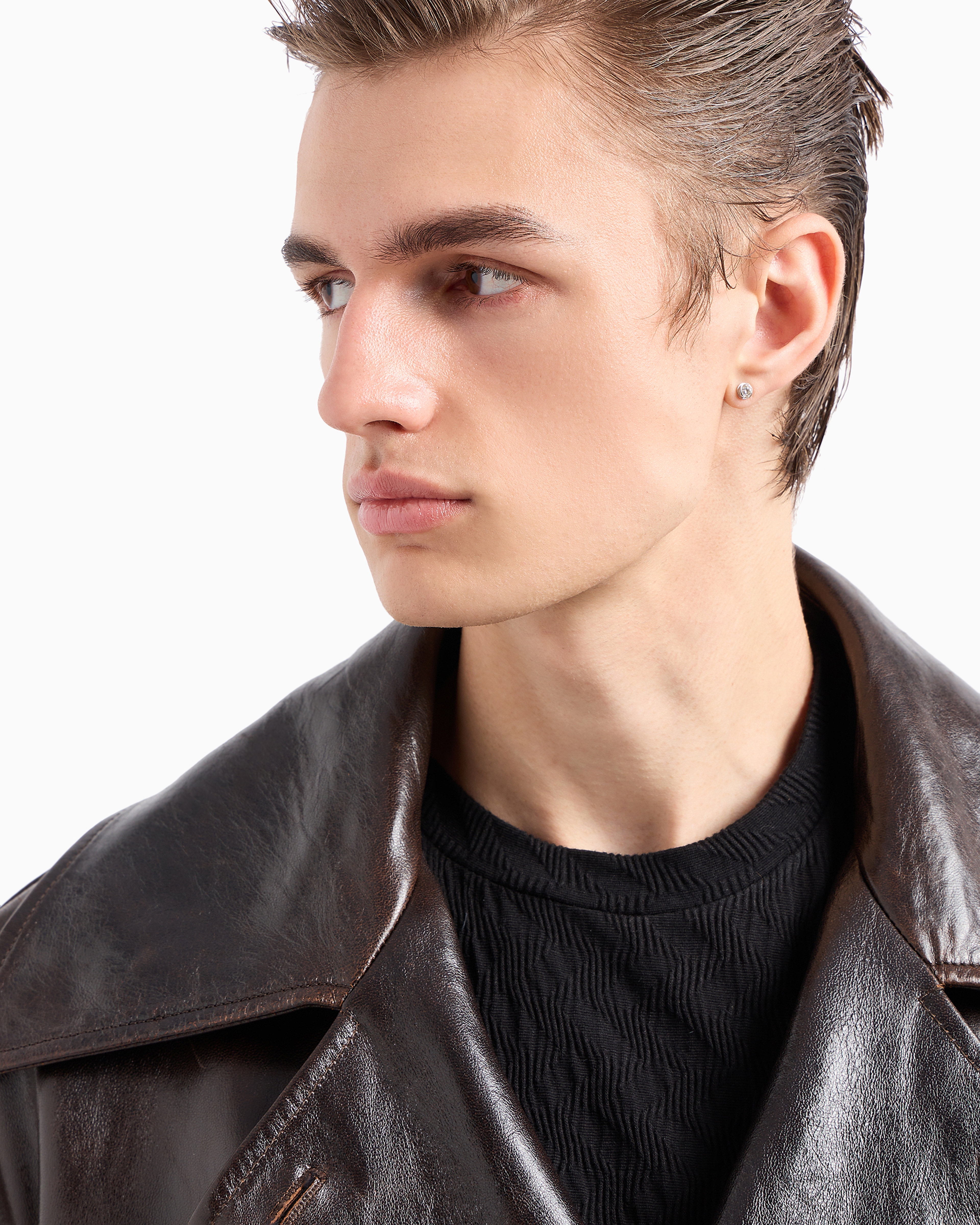 Giorgio Armani Official Store Viscose And Cashmere Jacquard Jersey Crew-neck T-shirt In Black