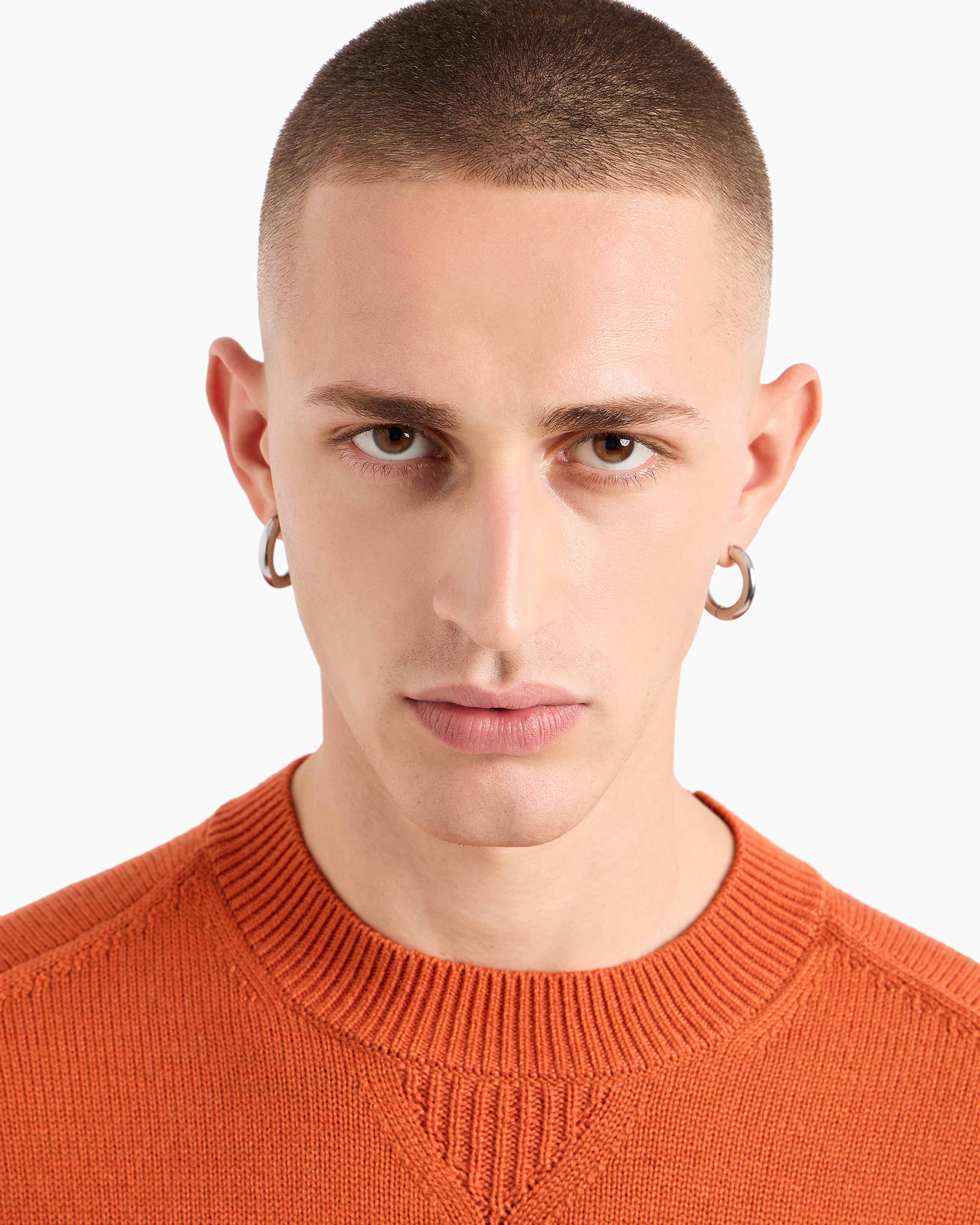 Shop Armani Exchange Asv Yarn Crewneck Sweater In Orange