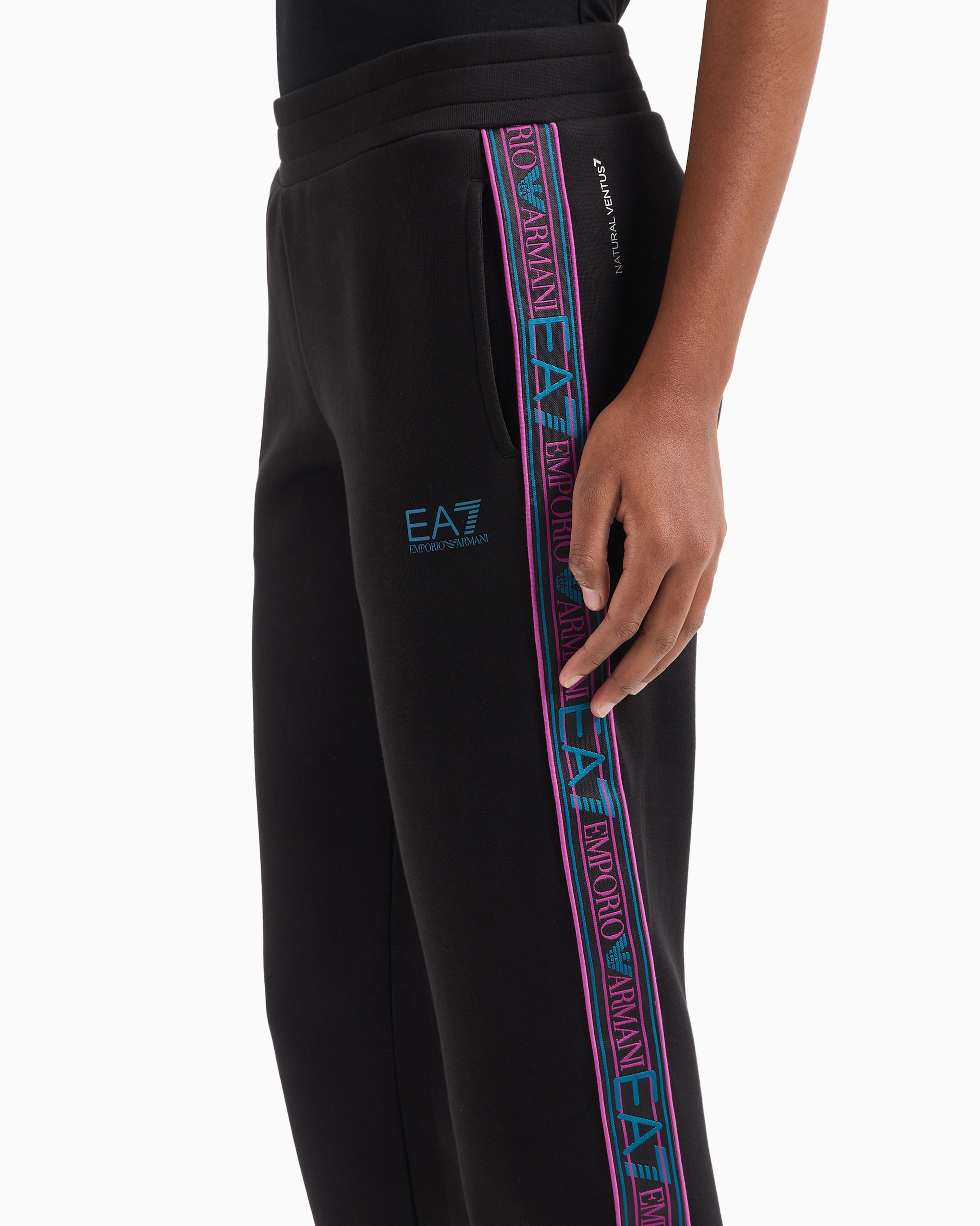 Ea7 Logo-print Track Pants In Black