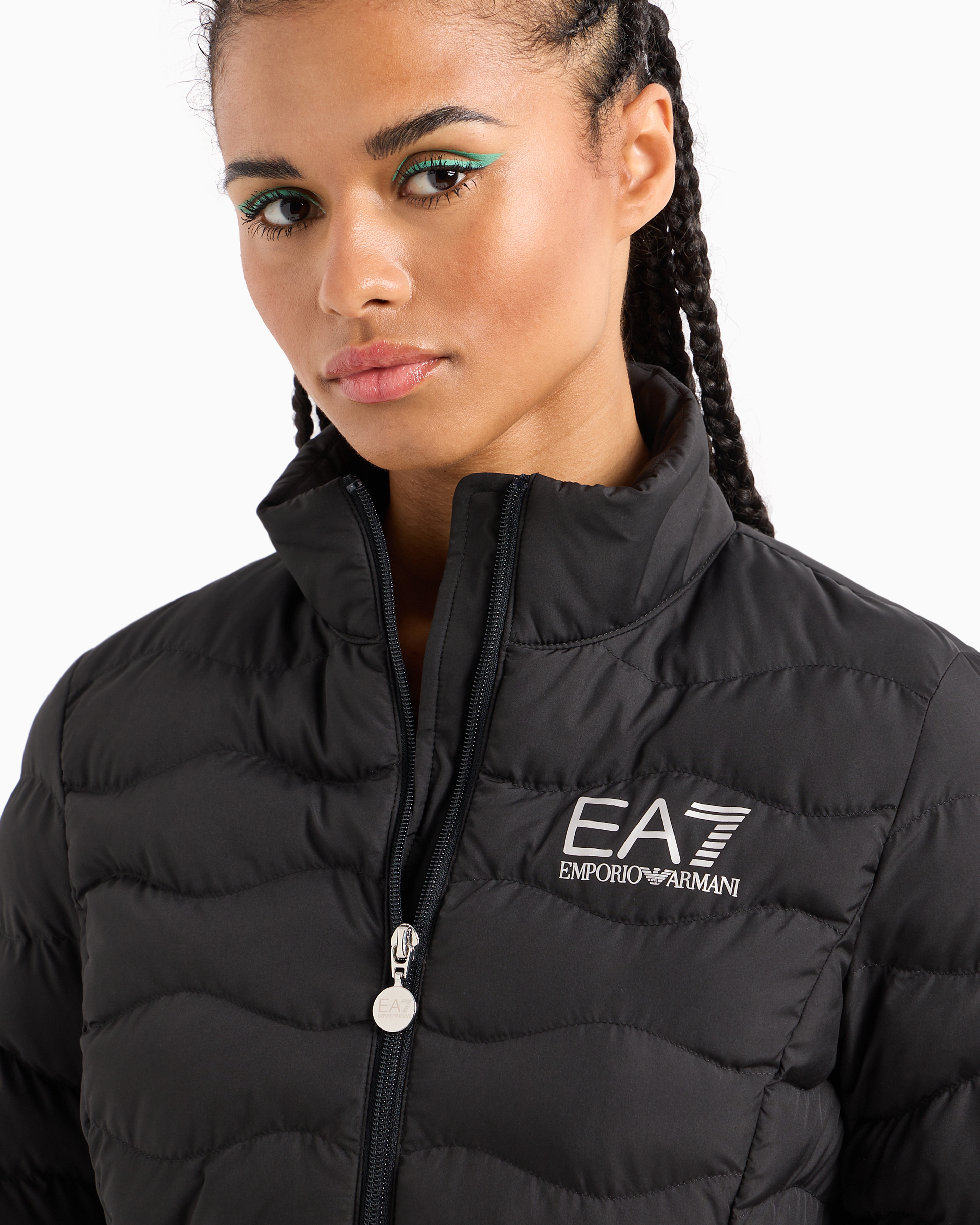 Emporio Armani Core Lady Packable Puffer Jacket With Zip In Black