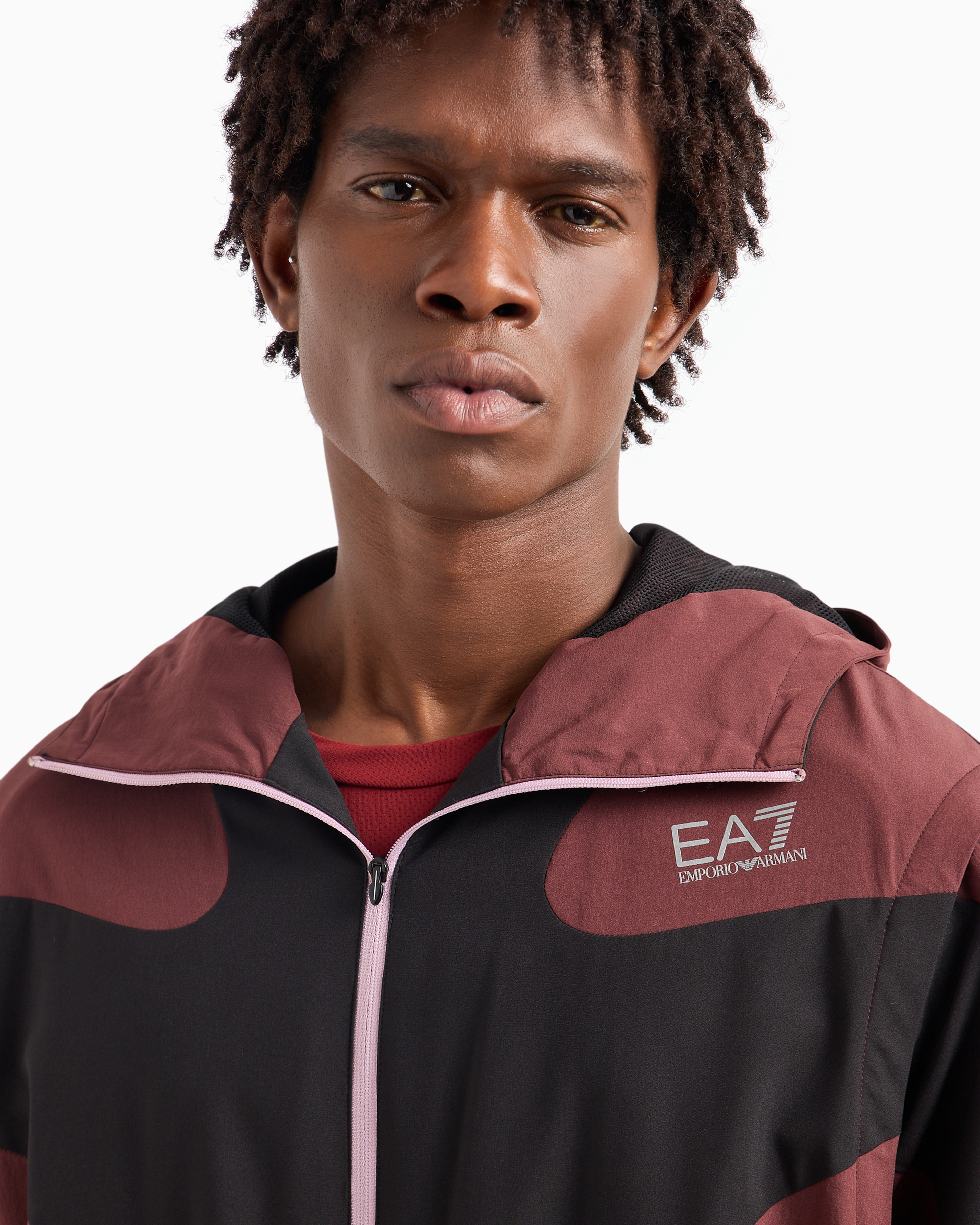 Shop Ea7 Dynamic Athlete Hooded Jacket In Ventus7 Lab Technical Fabric In Brown