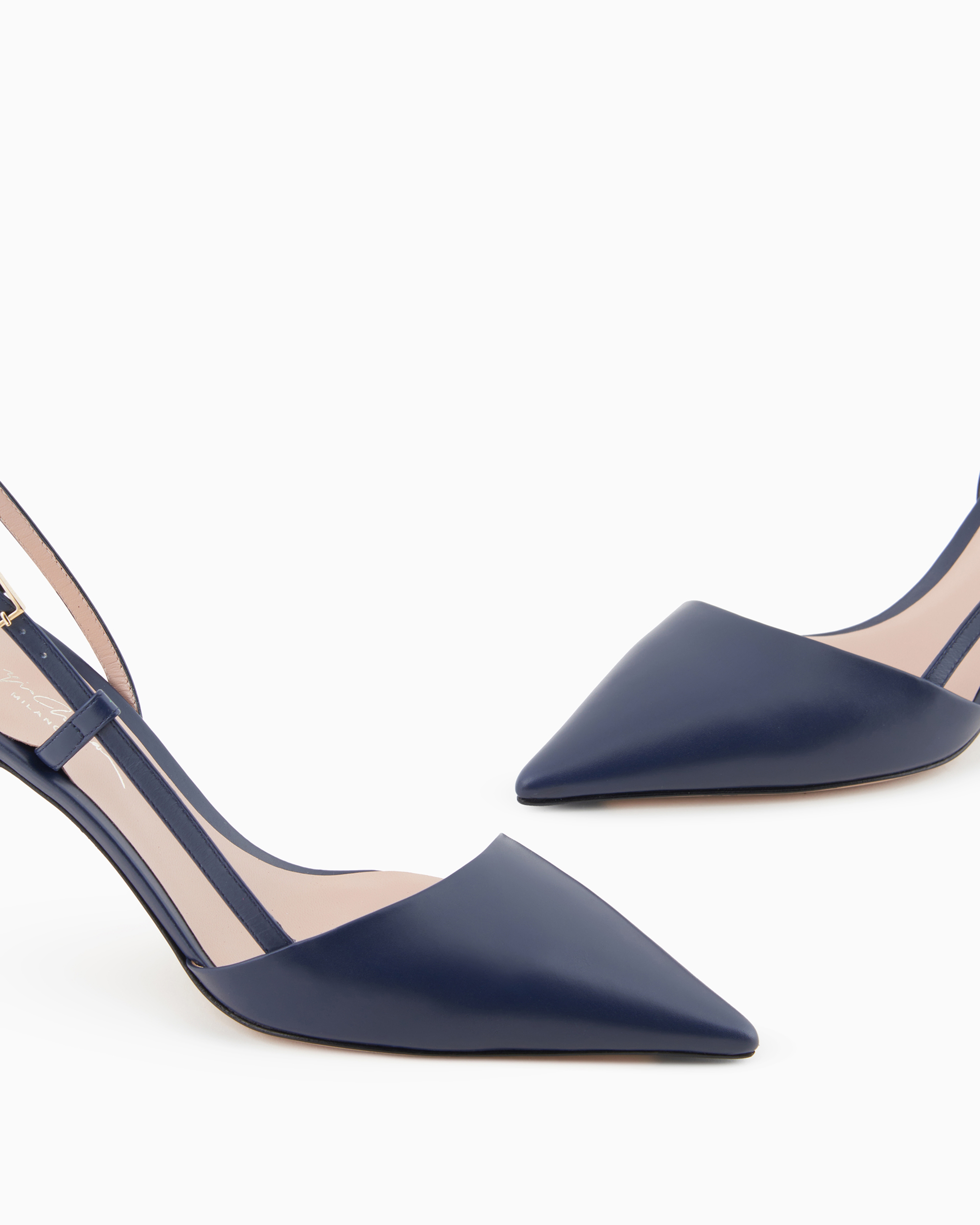 Giorgio Armani Official Store Nappa-leather Slingbacks In Notte