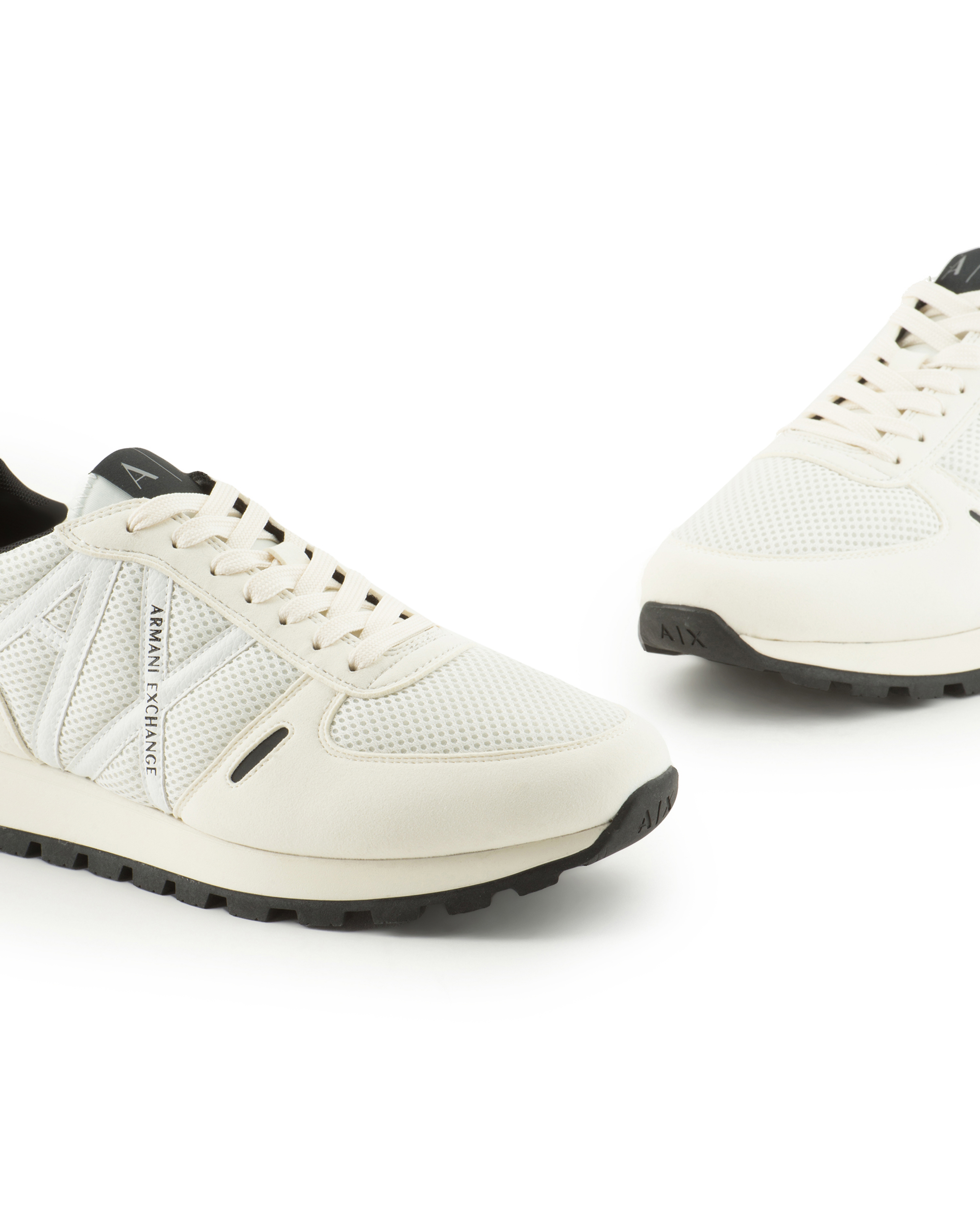 Shop Armani Exchange Sneakers With Mesh And Eco-suede Inserts In White