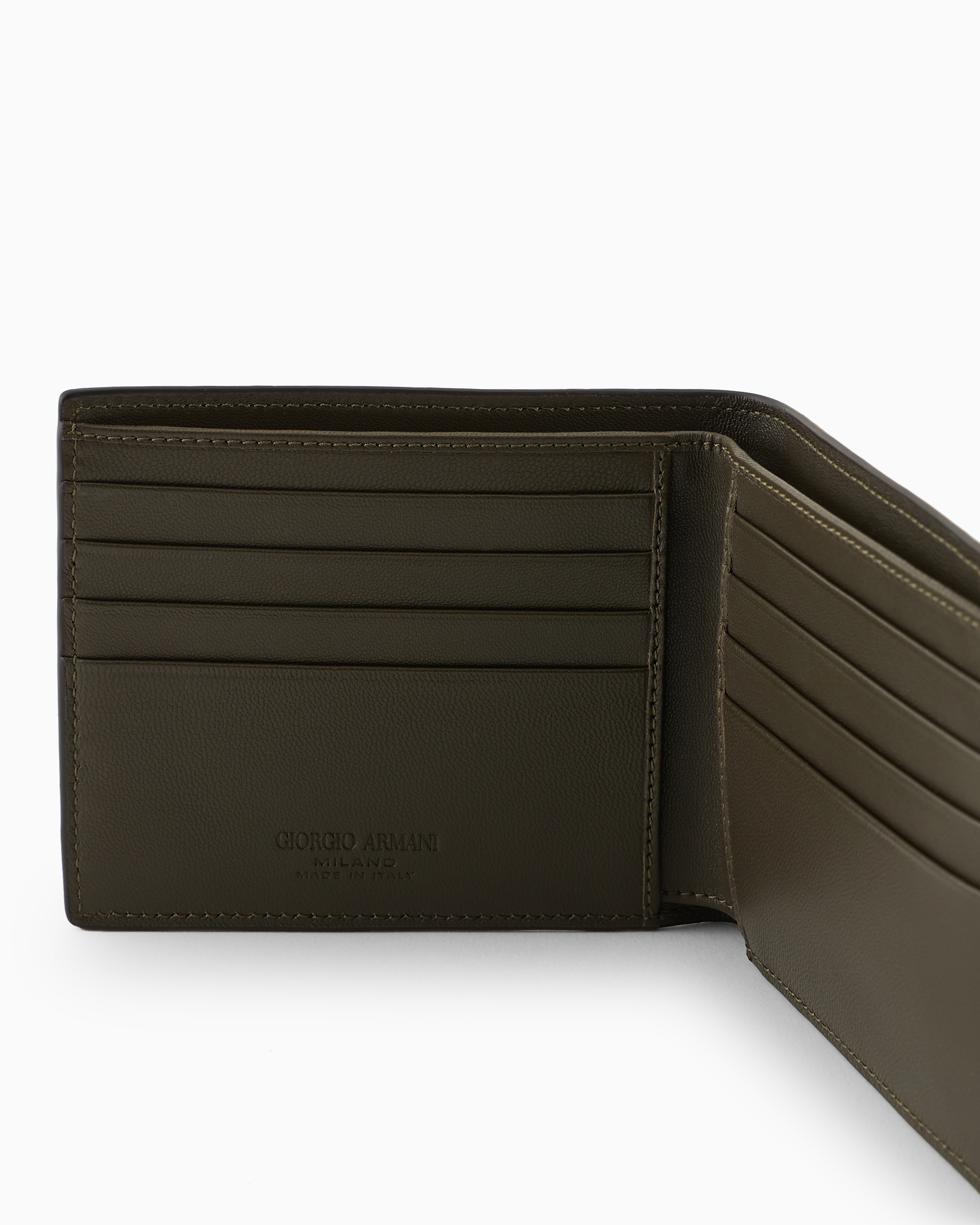 Giorgio Armani Nappa-leather Bifold Wallet In Green