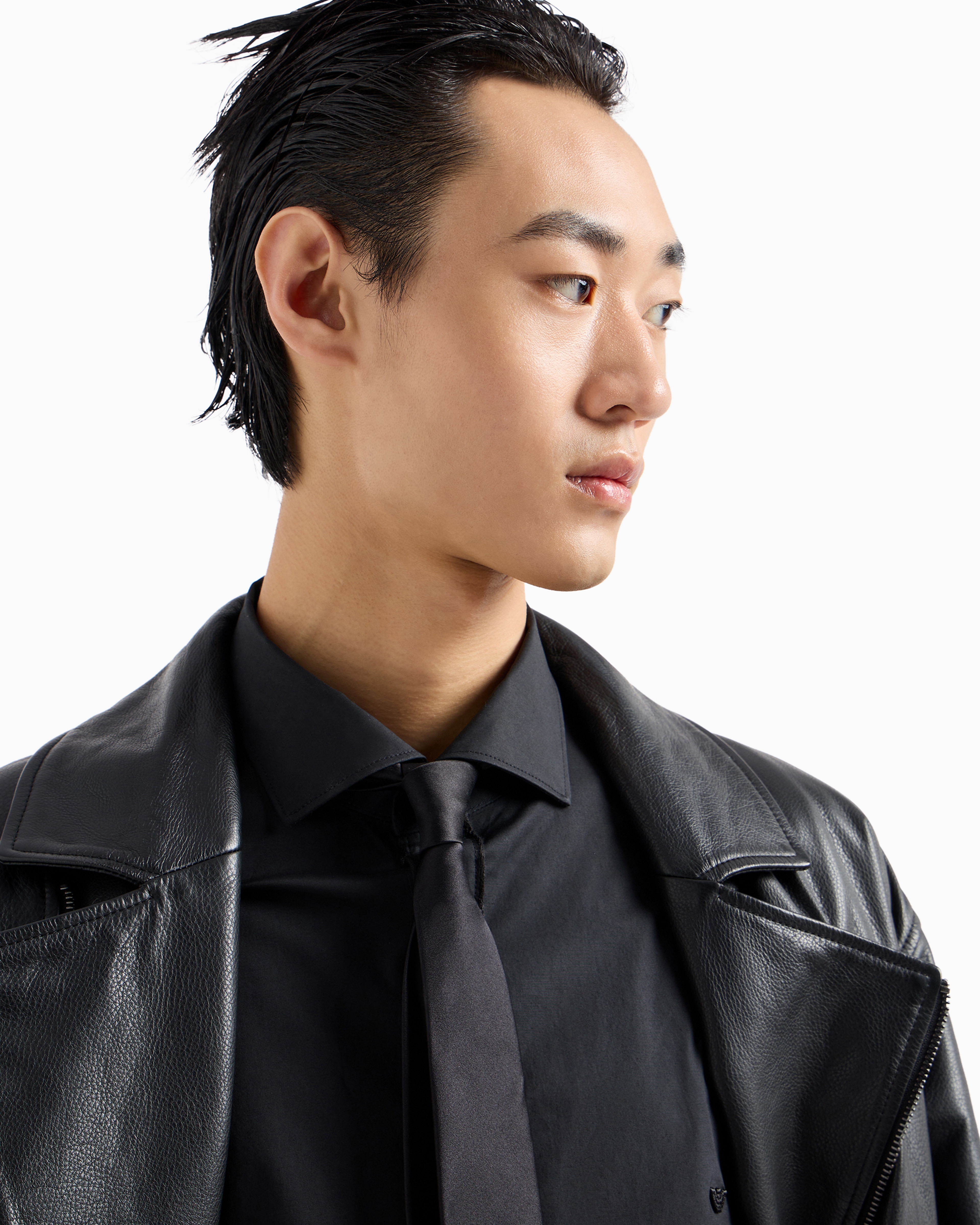 Emporio Armani Logo-embroidered Stretch-cotton Poplin Shirt In Black