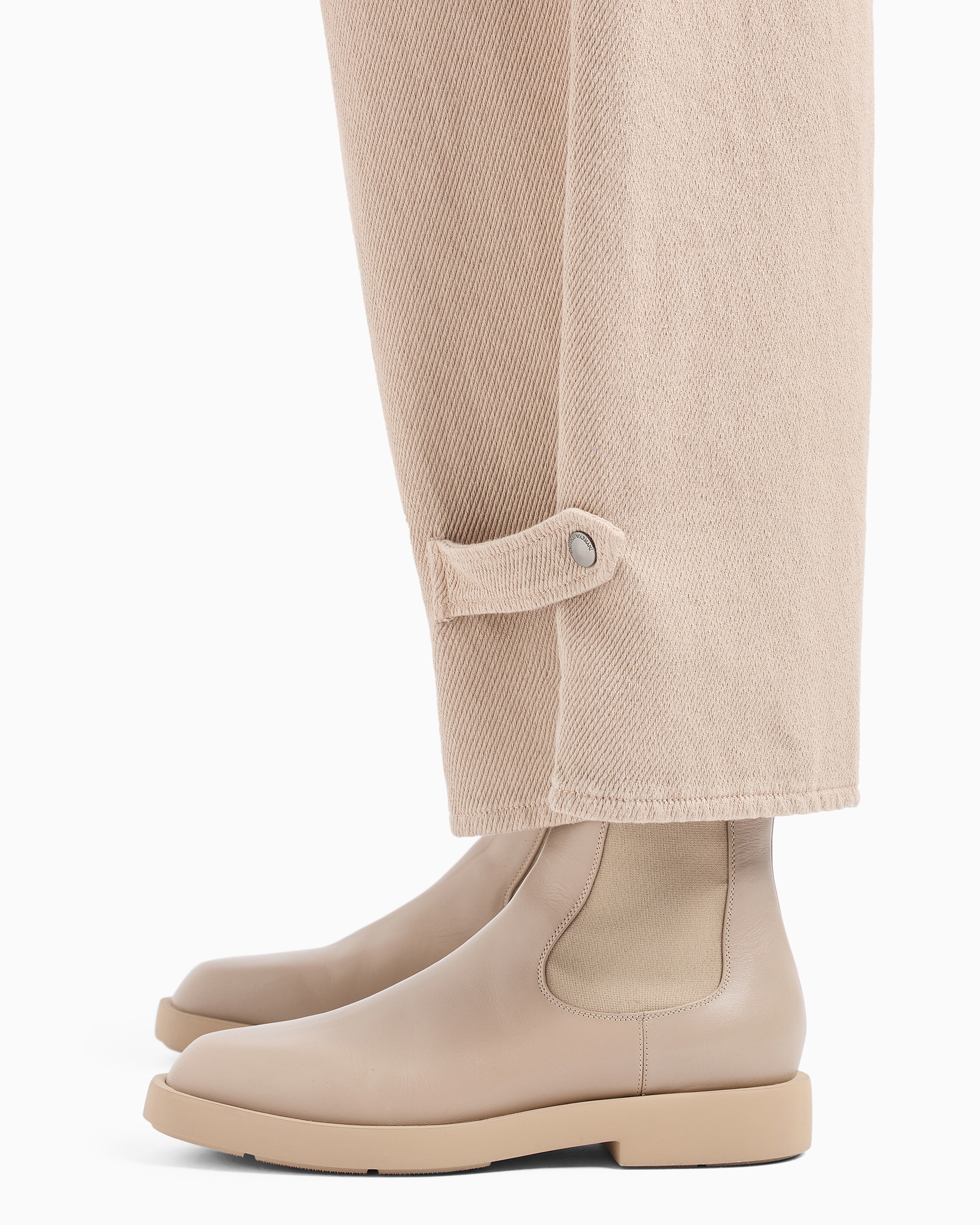 Emporio Armani Official Store Icon High-waisted Drill Jeans With A Wide Leg And Pleats In Beige