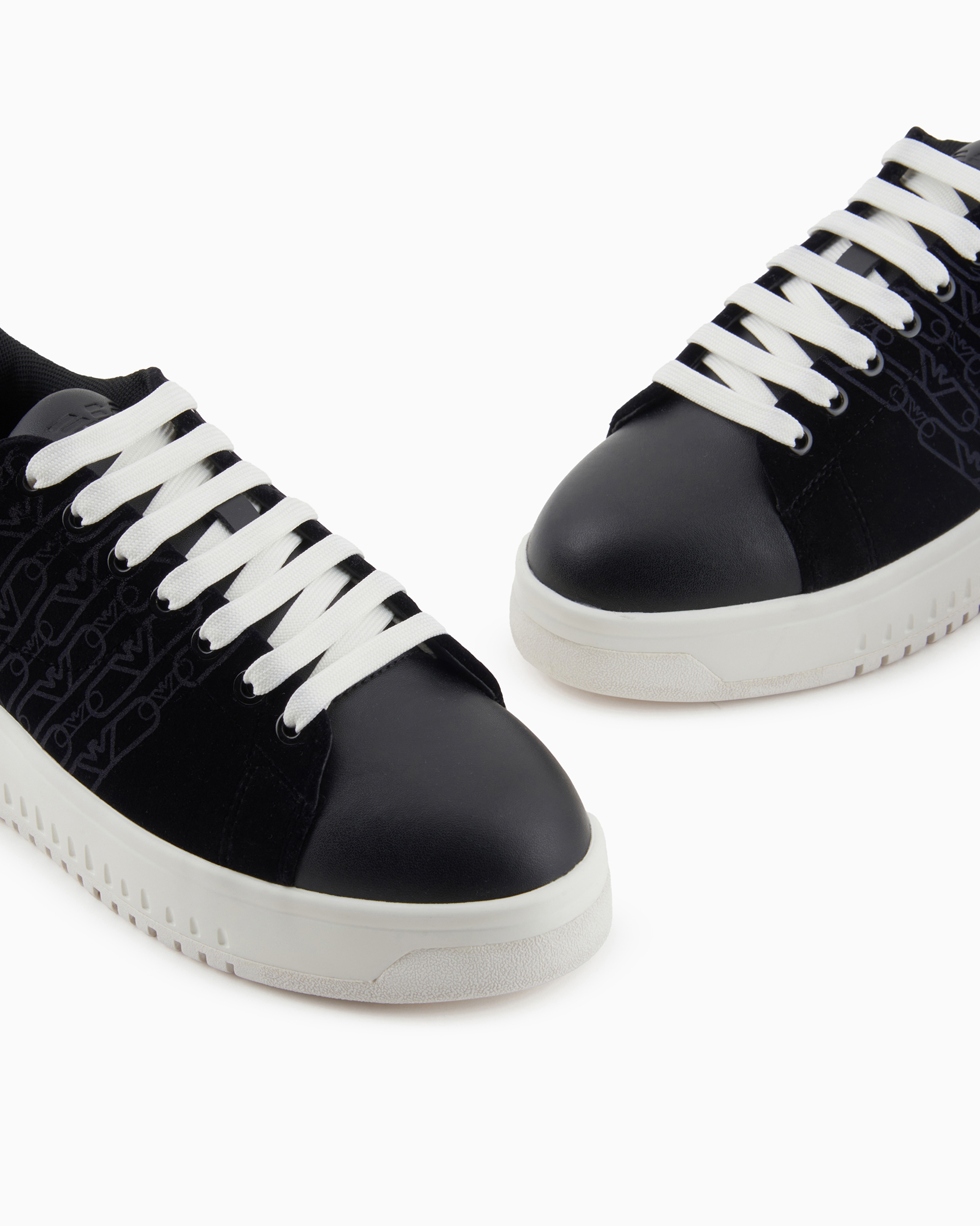 EMPORIO ARMANI MONOGRAM VELVET SNEAKERS 