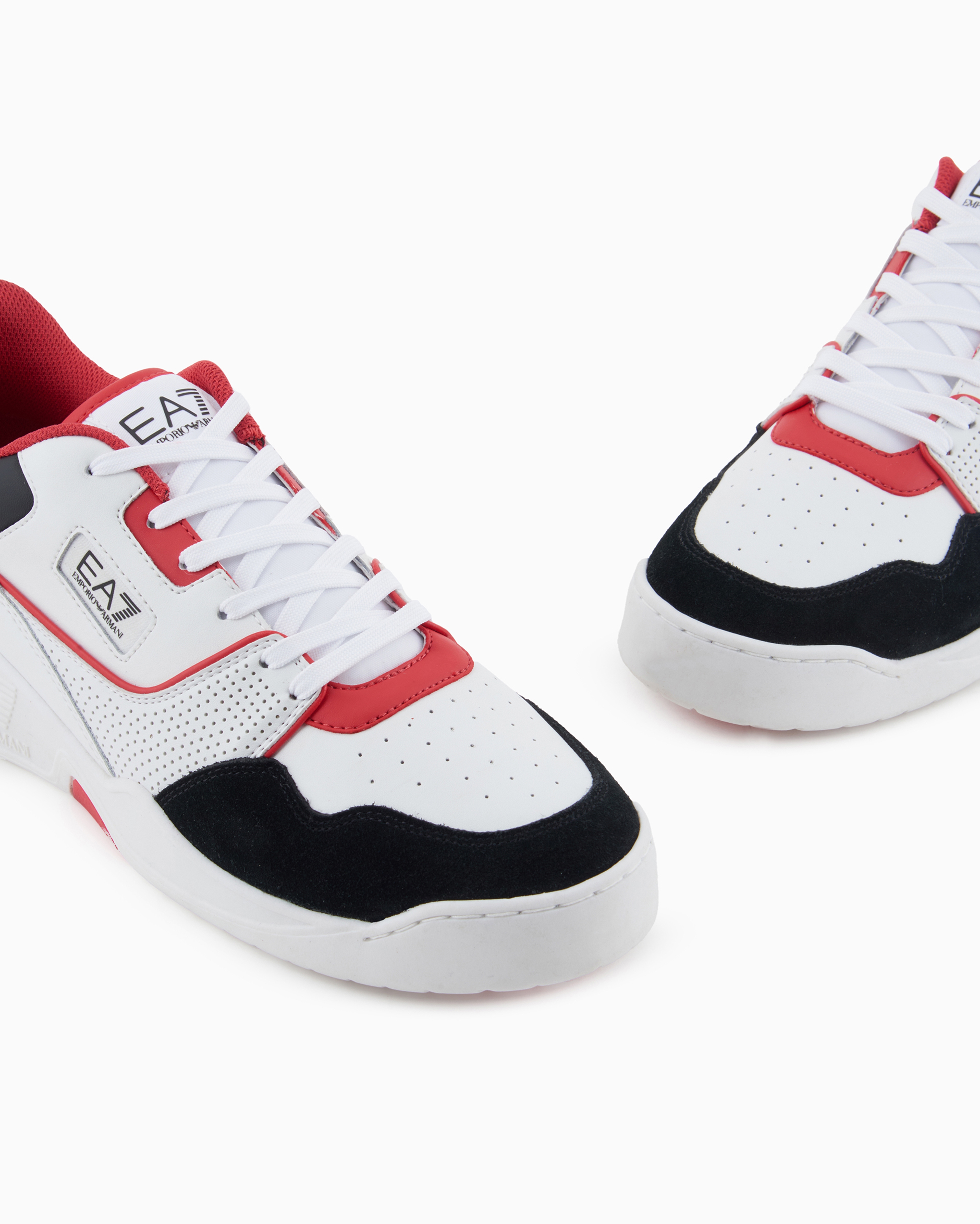 Shop Ea7 Low-top Basketball Sneakers In White