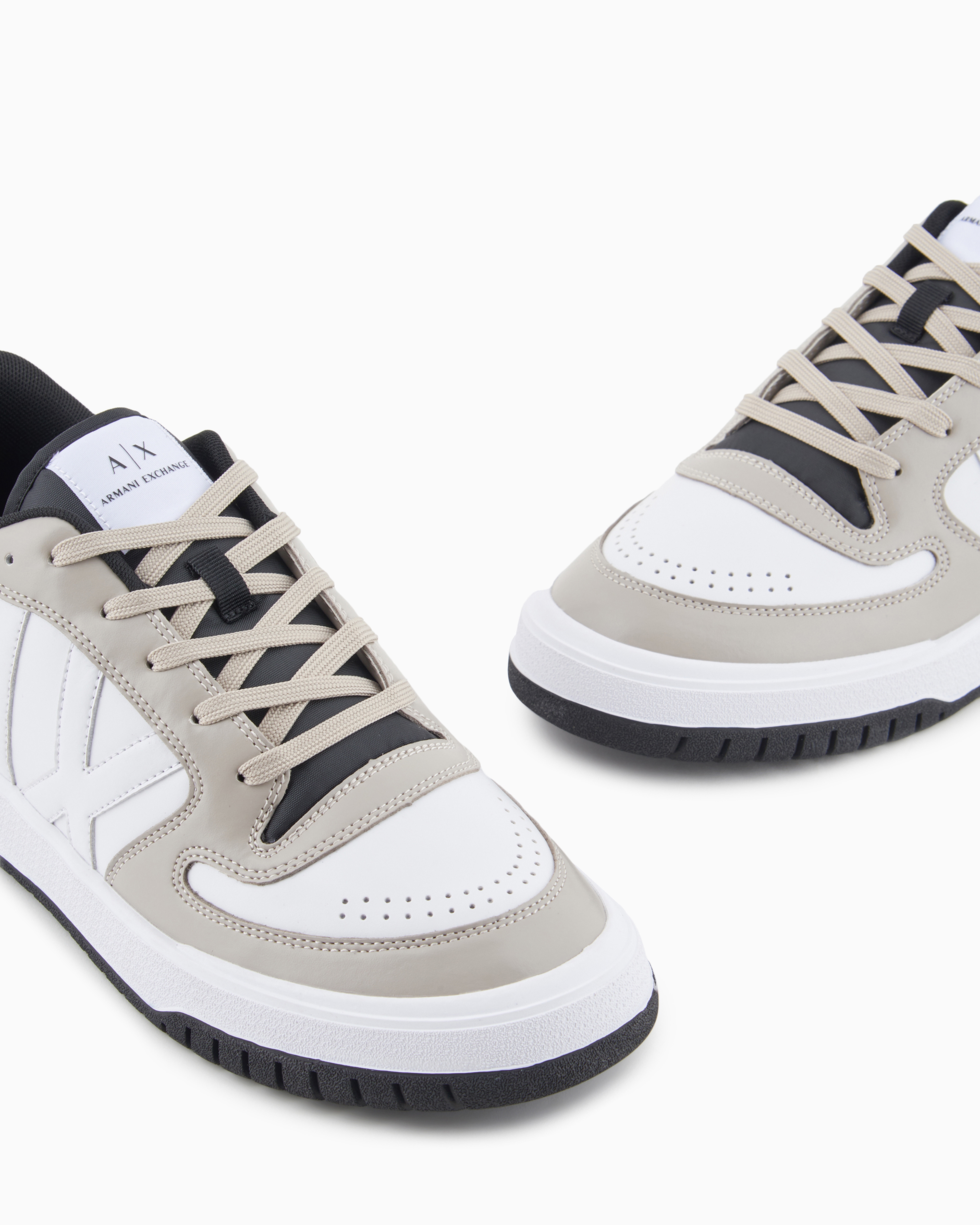 Shop Armani Exchange Sneakers With Logo In Beige