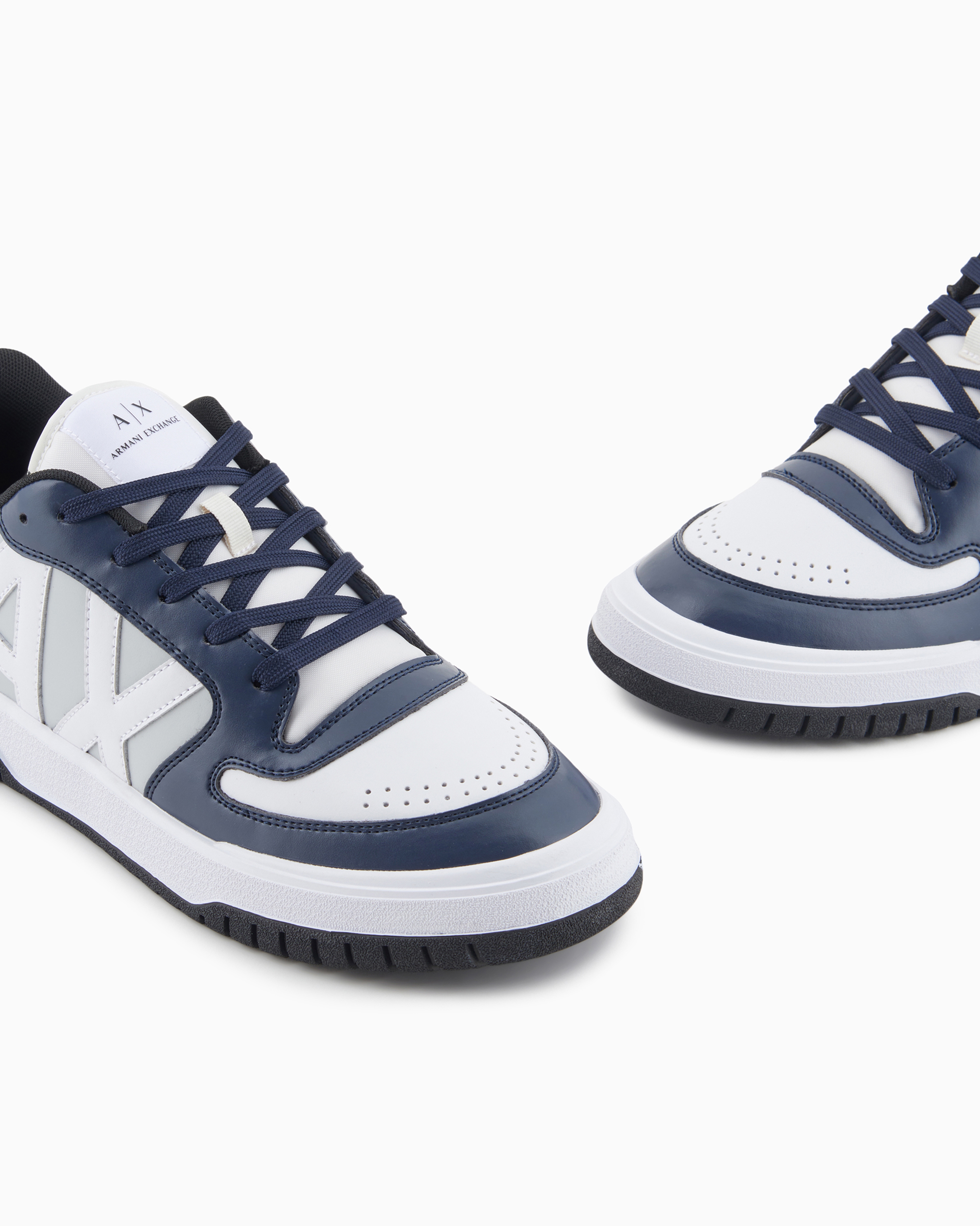 Shop Armani Exchange Sneakers With Logo In Navy Blue