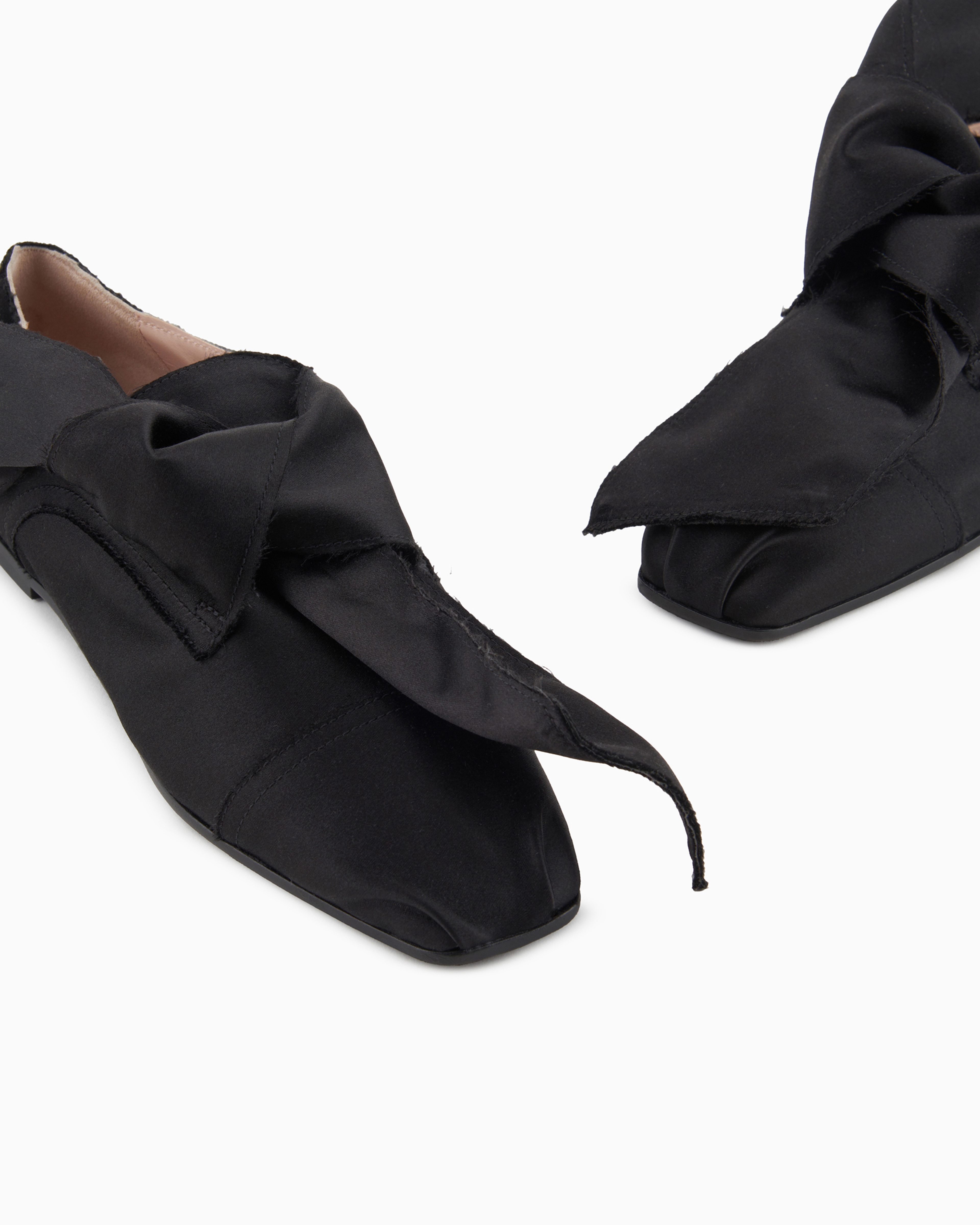 EMPORIO ARMANI SATIN SLIPPERS WITH KNOT