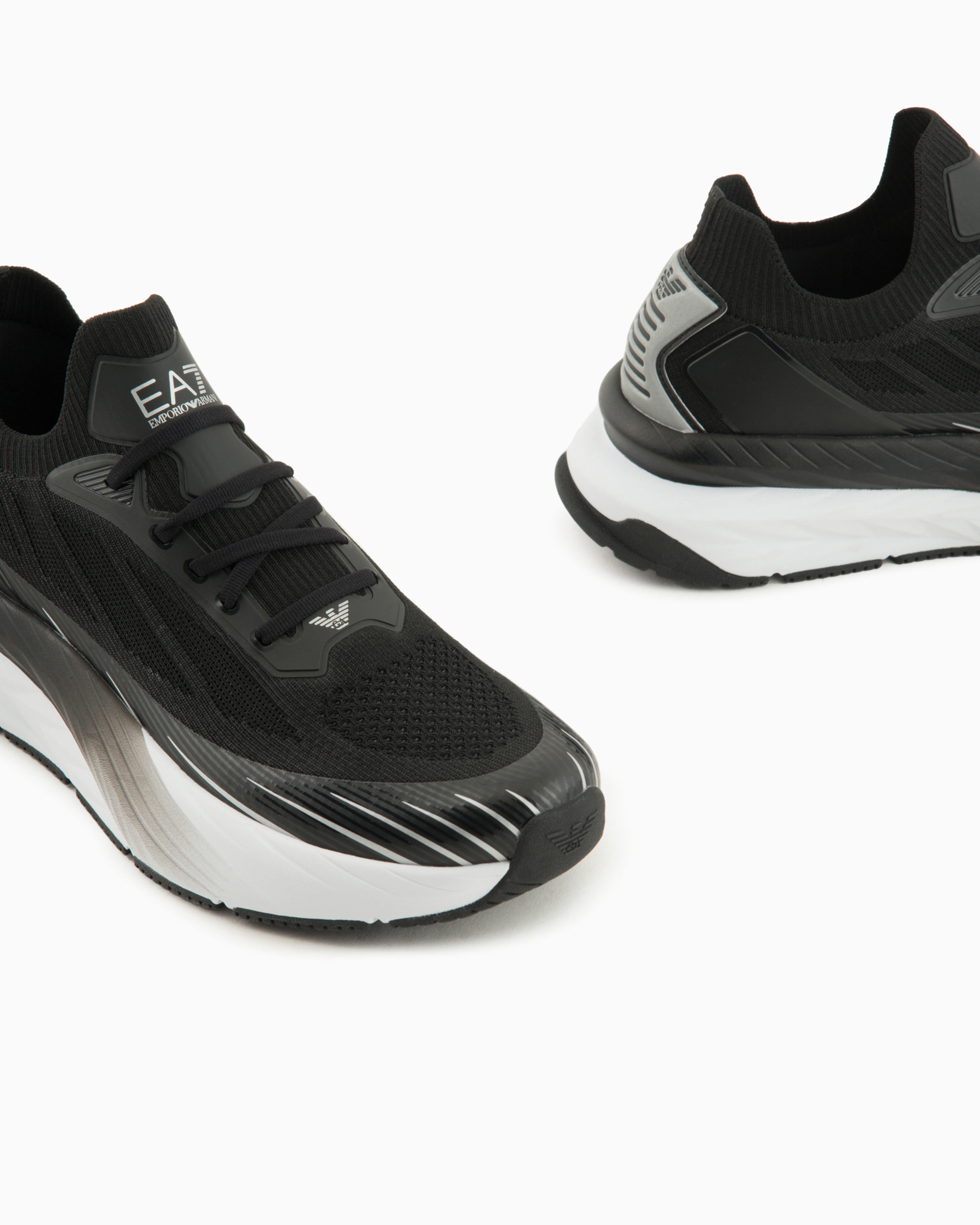 Ea7 Official Store Crusher Distance Sonic Knit Sneakers In Black