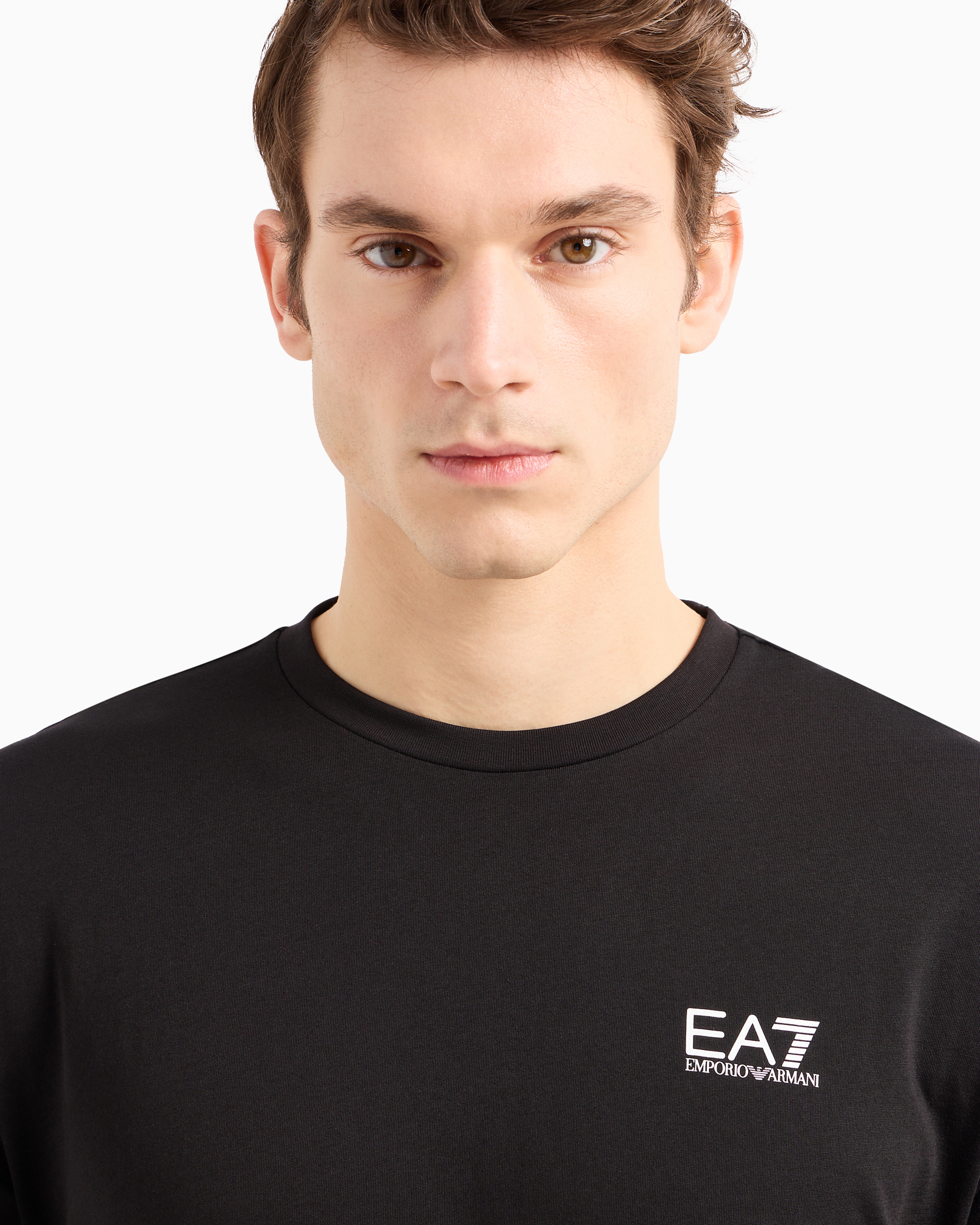 Shop Ea7 Logo Series Cotton-jersey Crew-neck T-shirt In Black