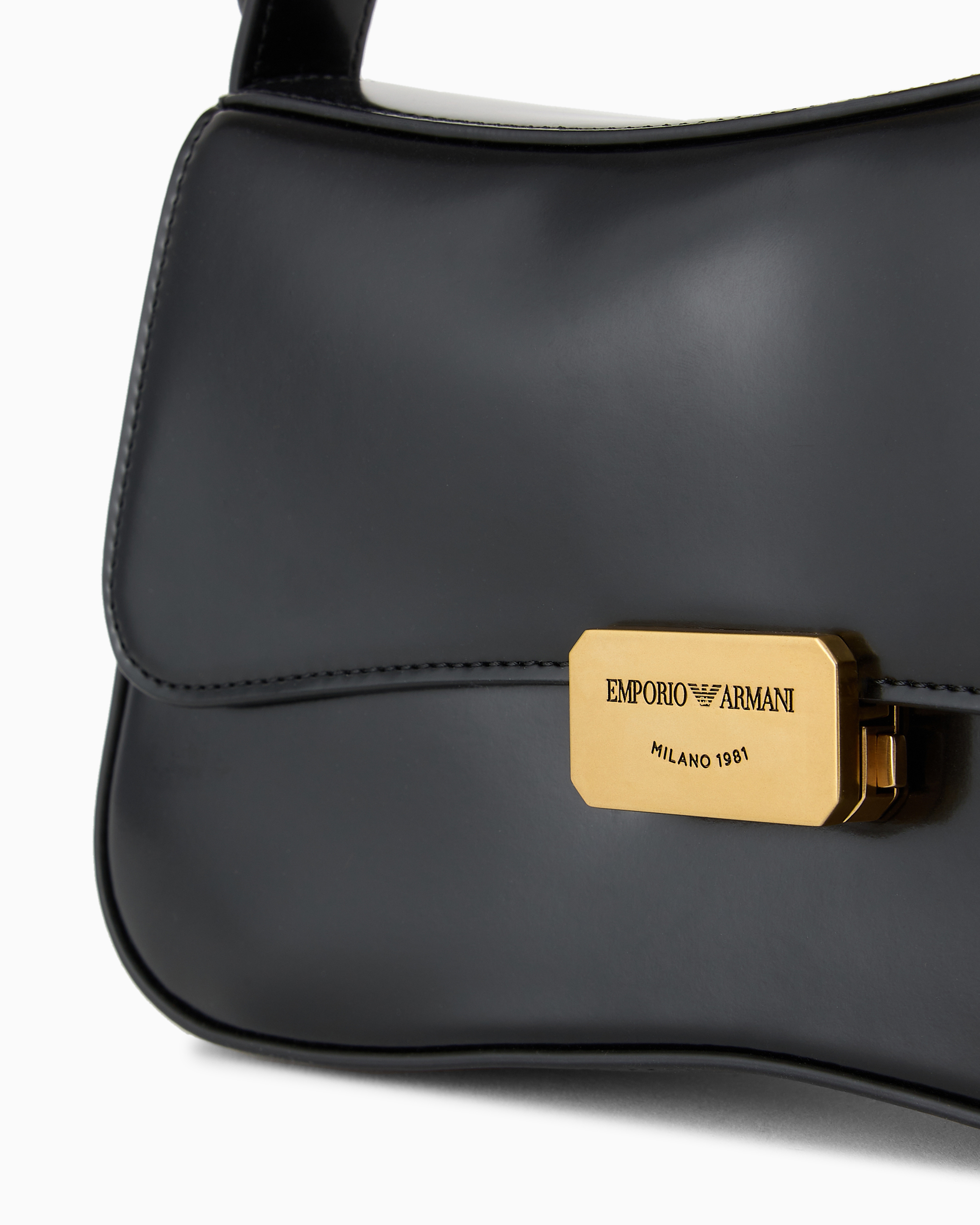 Shop Emporio Armani Brushed-finish Baguette Shoulder Bag In Black