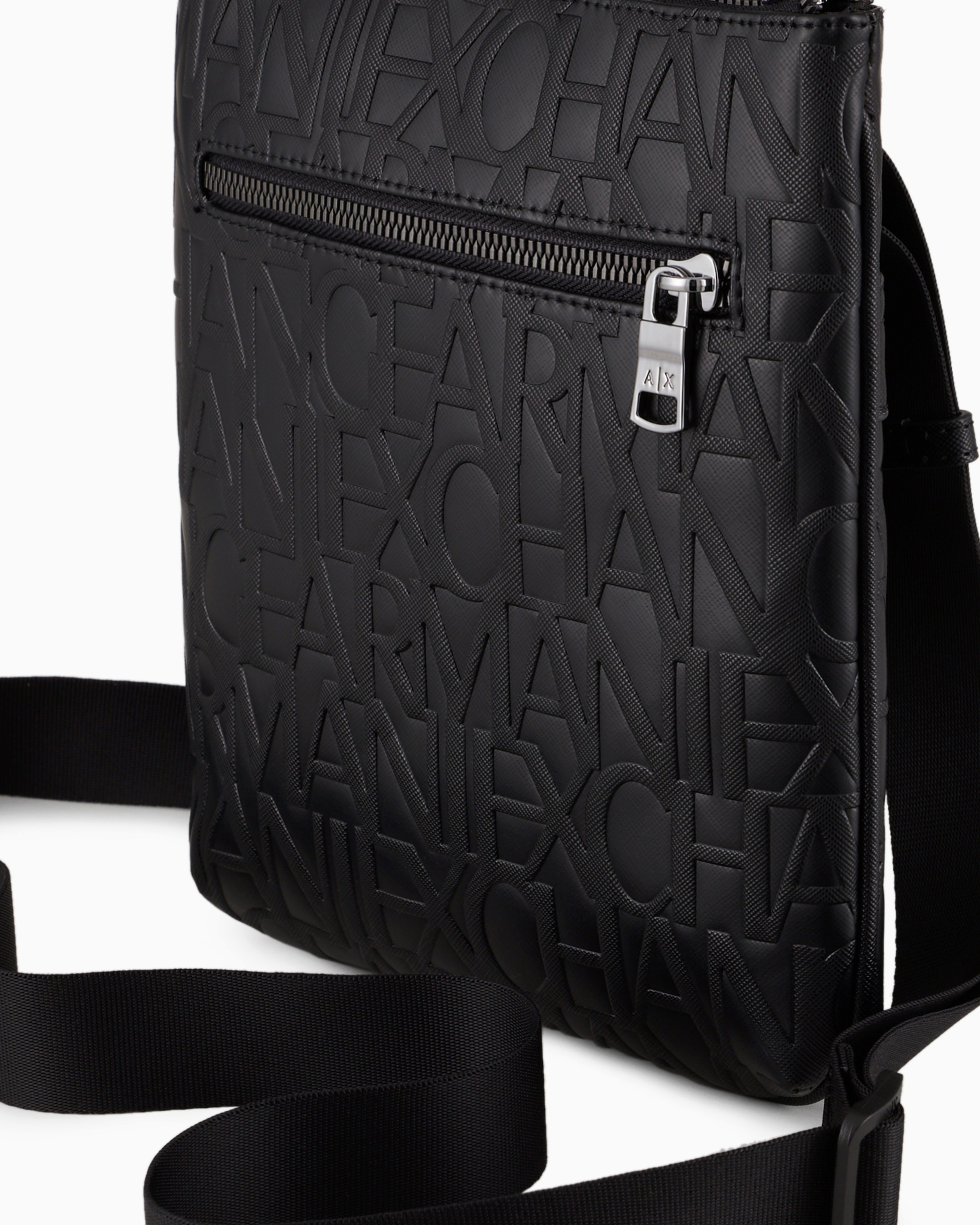 Armani Exchange Embossed-logo Messenger Bag In Black