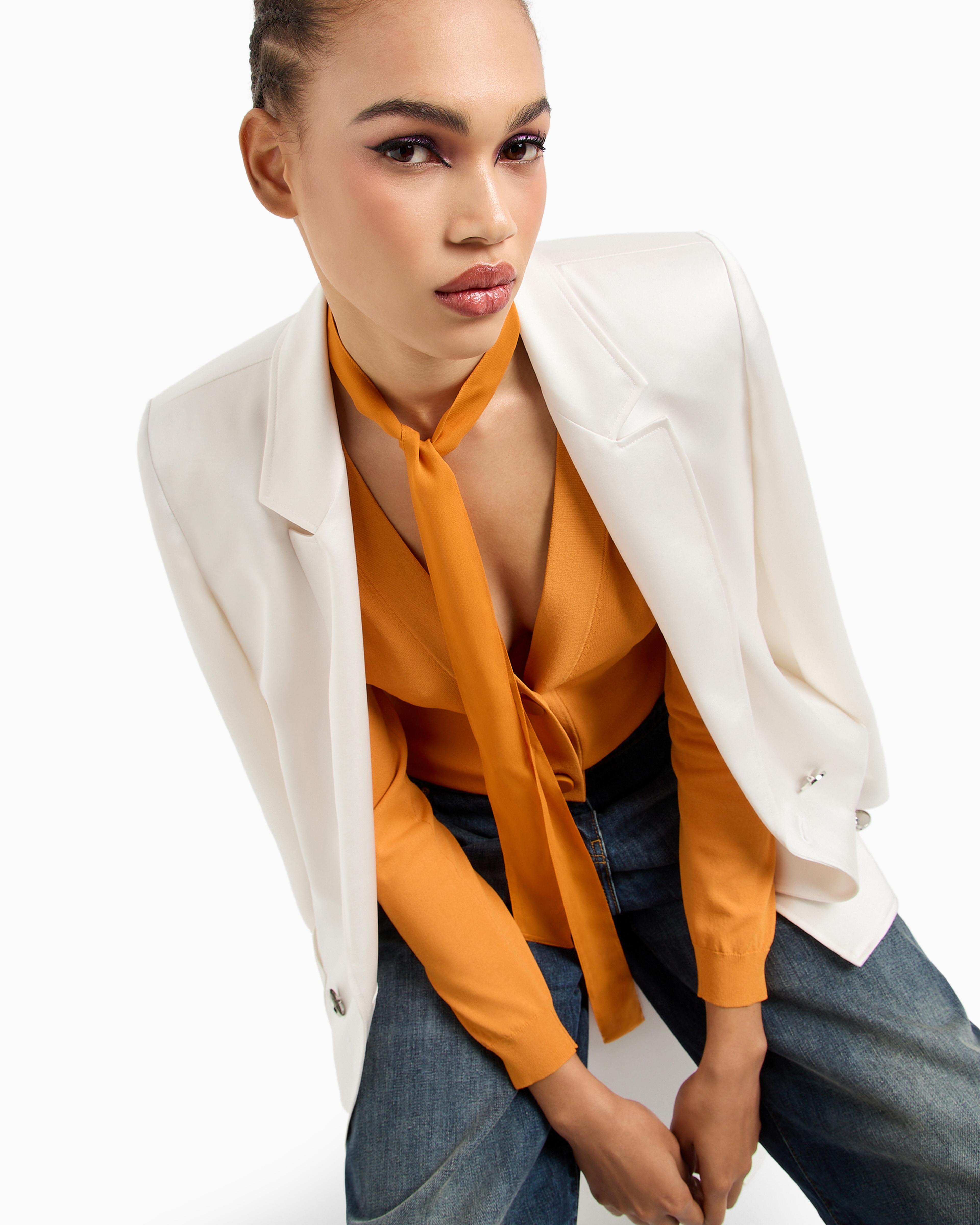 トップス emporio armani knit cardigan Polka-dot viscose-jacquard plain-knit cardigan | Emporio Armani