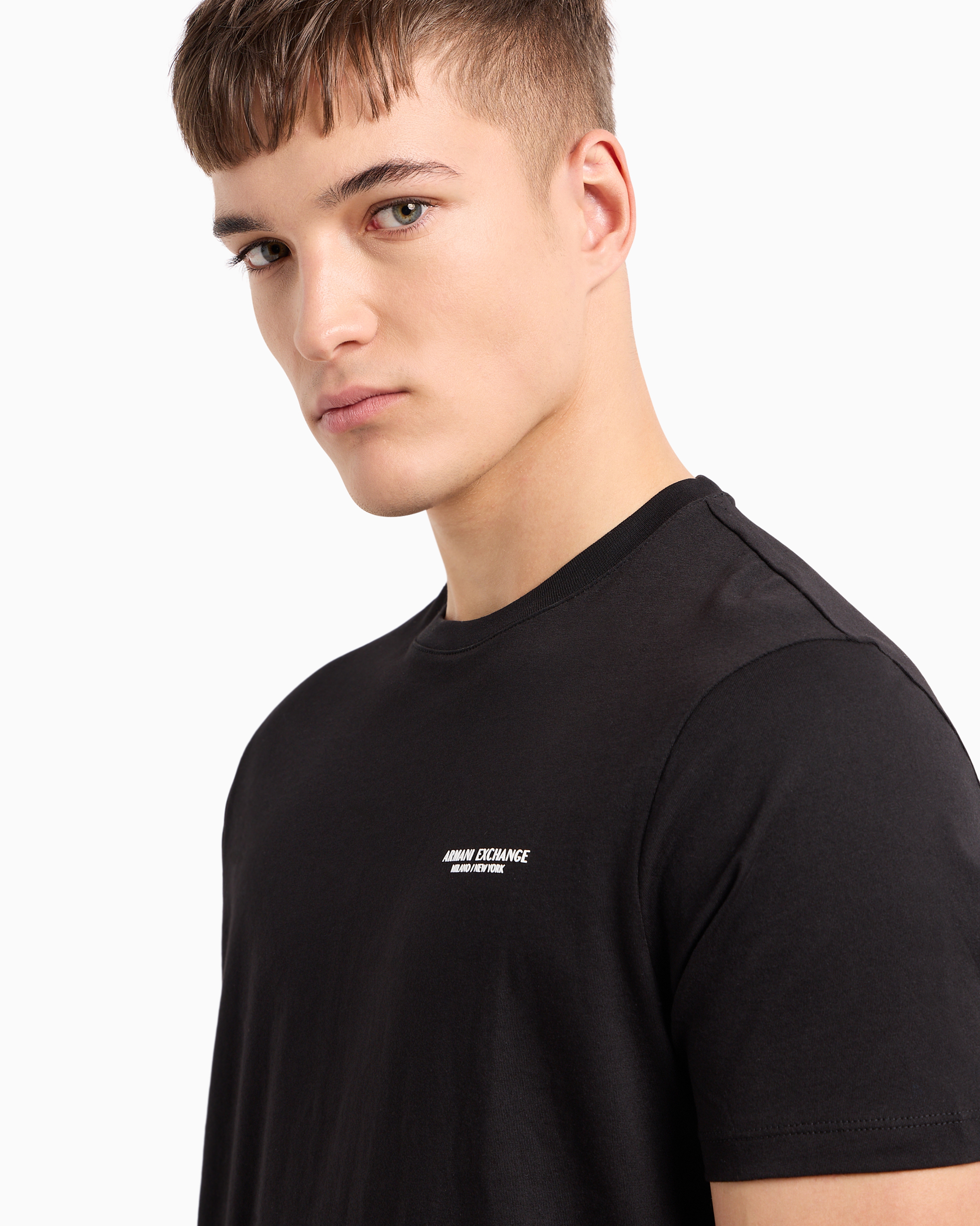 Armani Exchange Regular Fit T-shirt With Logo In Black