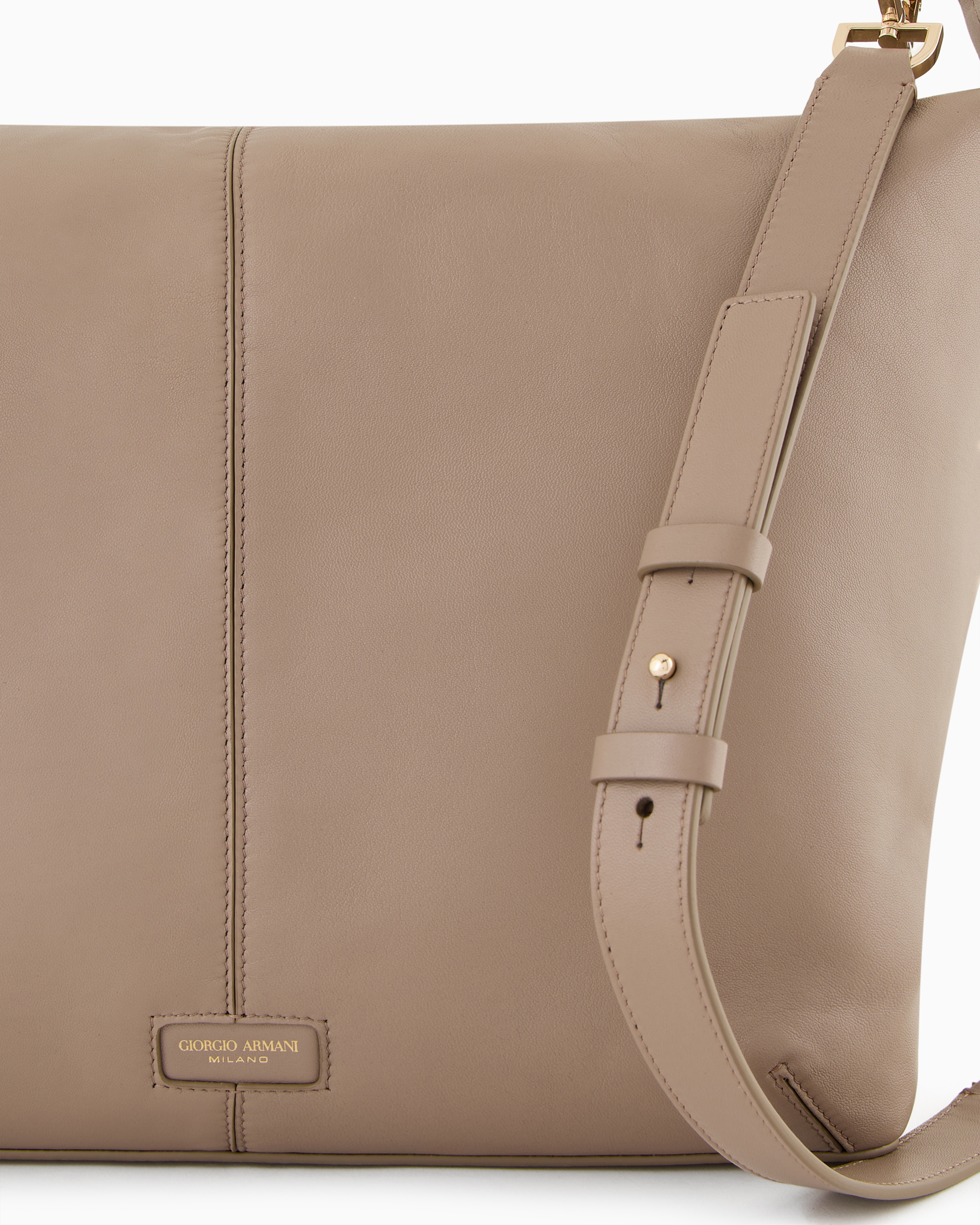 Giorgio Armani Asv La Prima Soft Large Hobo Bag In Patent Nappa Leather In Beige