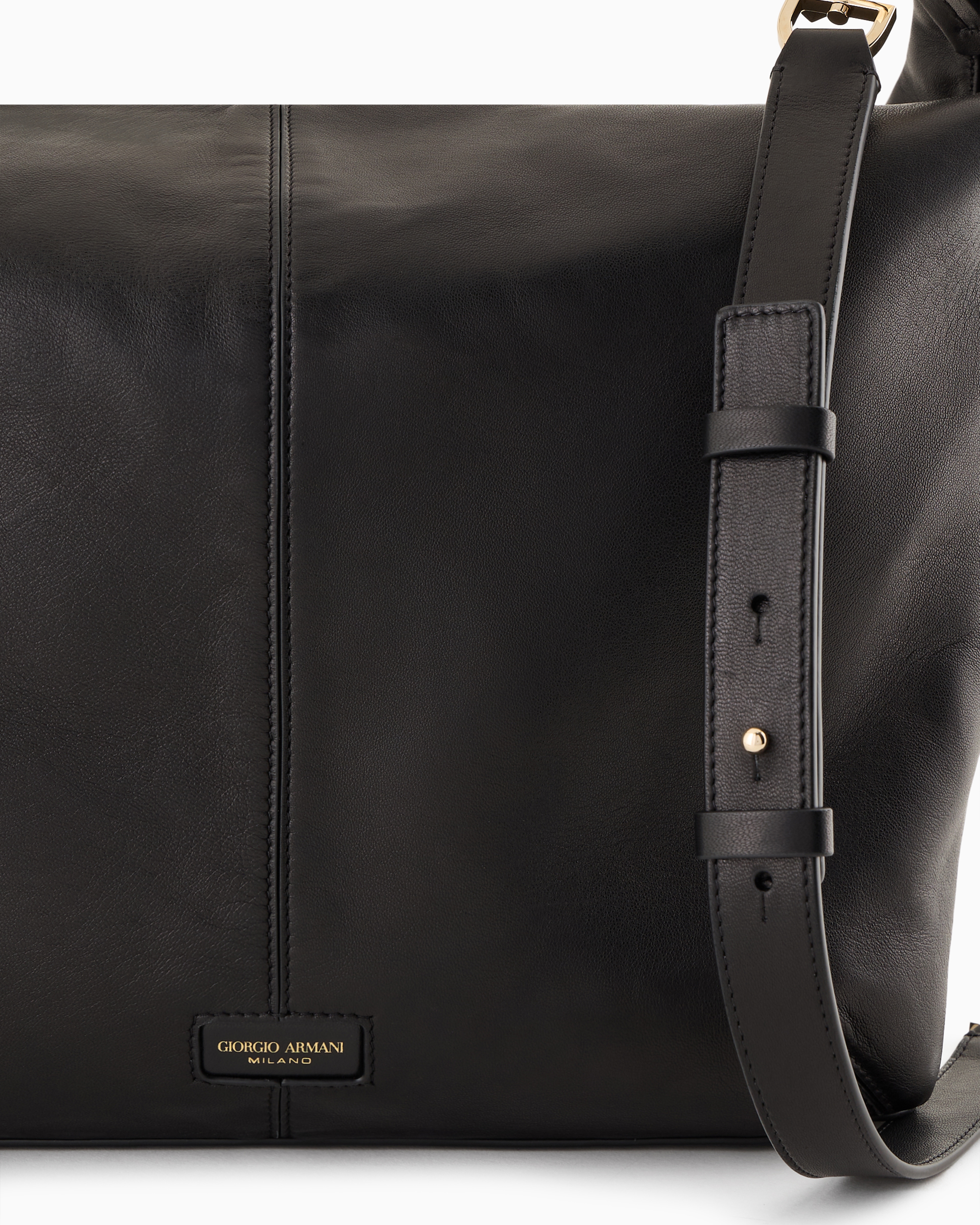 Giorgio Armani Official Store Asv La Prima Soft Large Hobo Bag In Patent Nappa Leather In Black